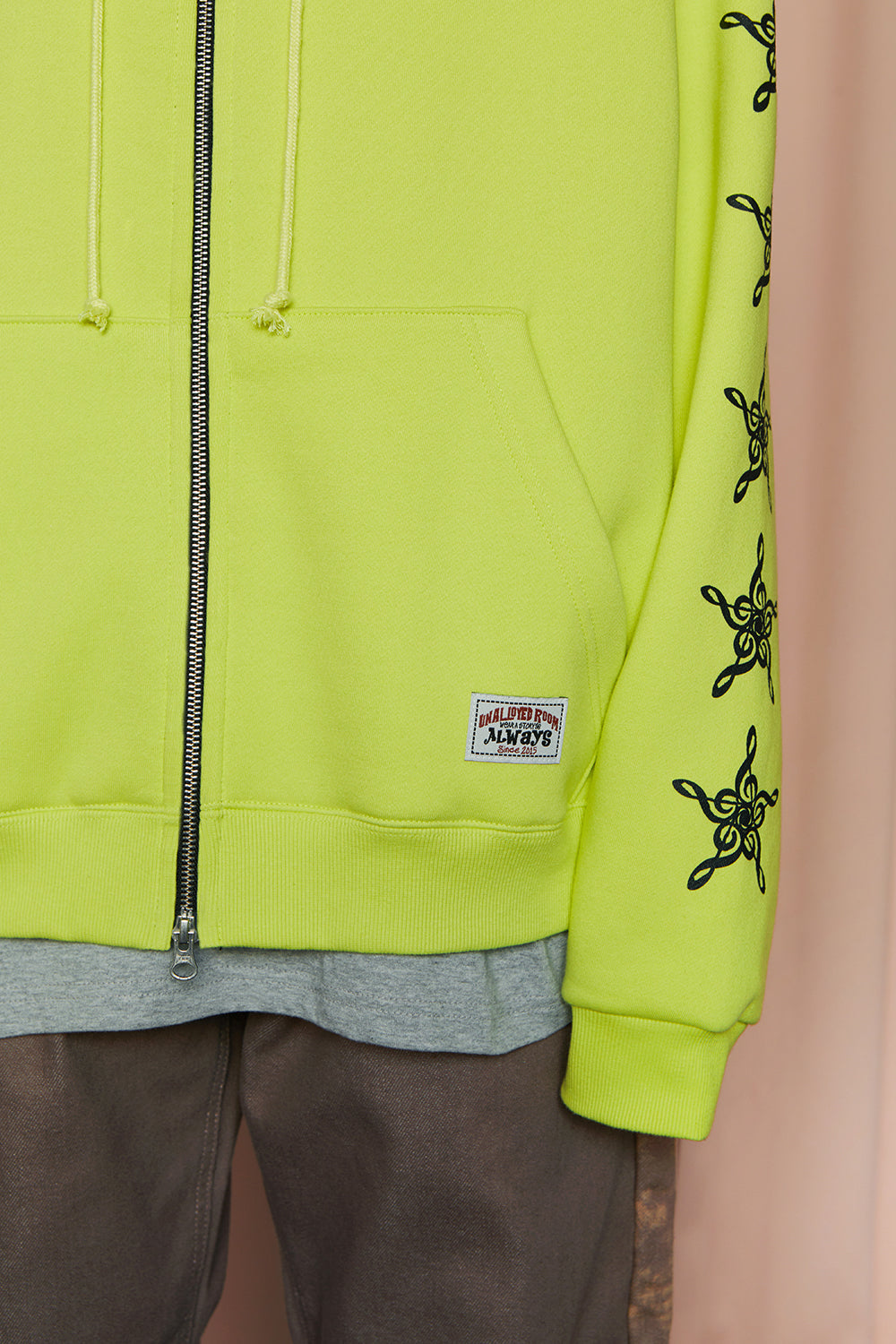 STAR ZIP-UP HOODIE / LIME YELLOW