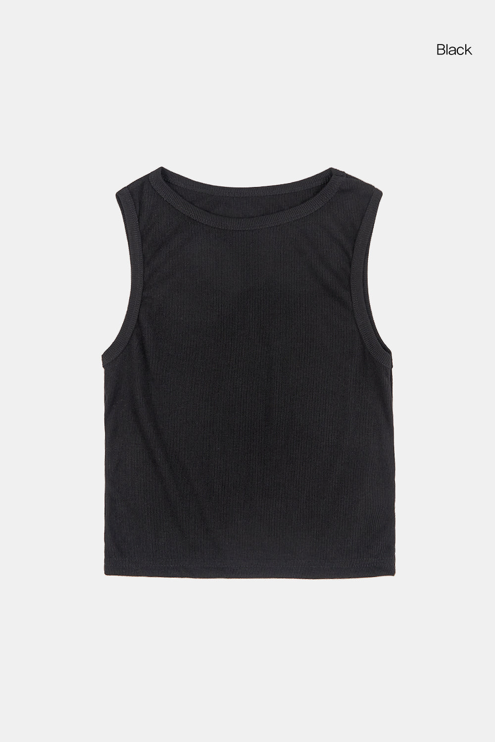 Crew-neck ribbed crop sleeveless top