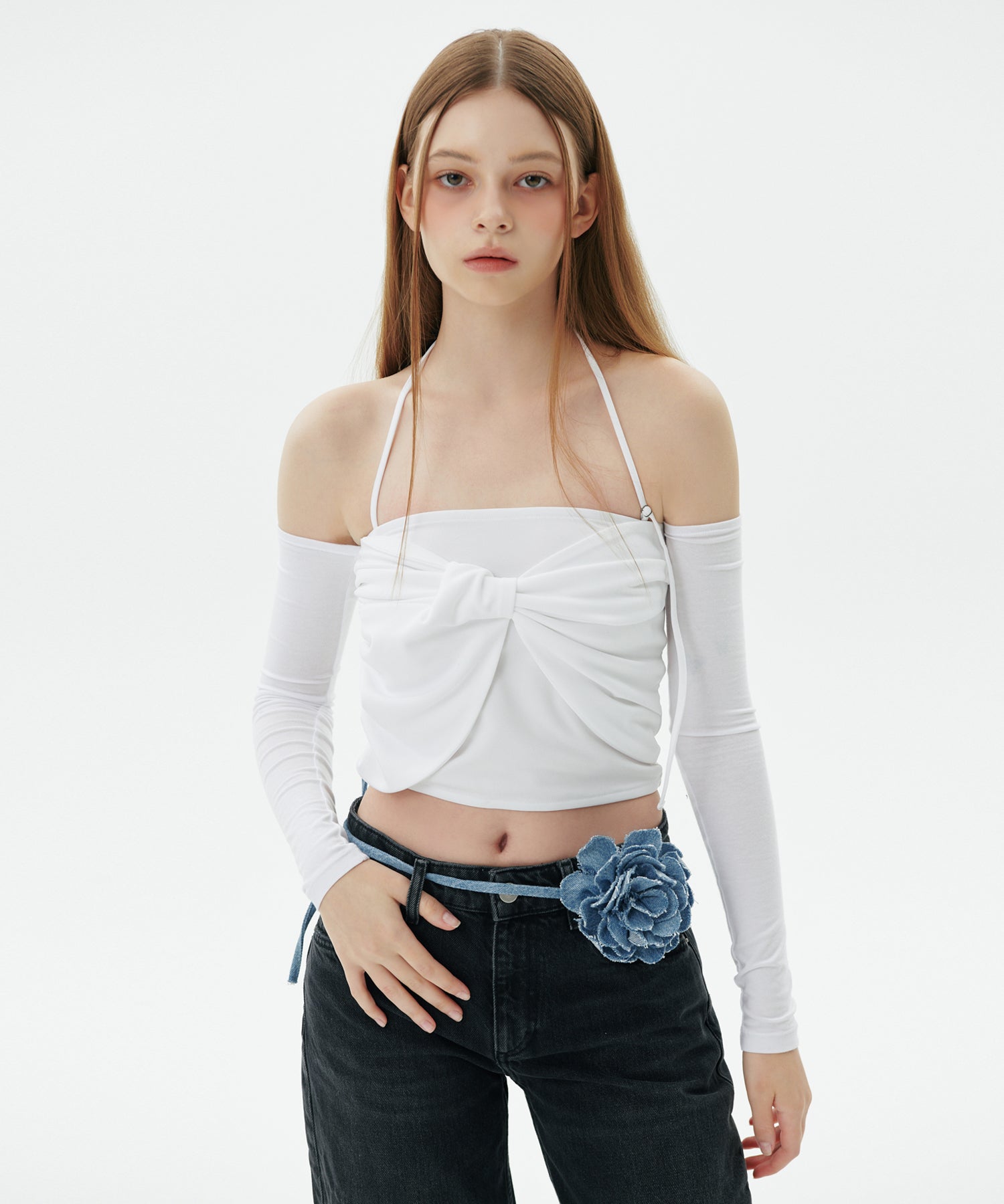 Halterneck Twisted Top, White