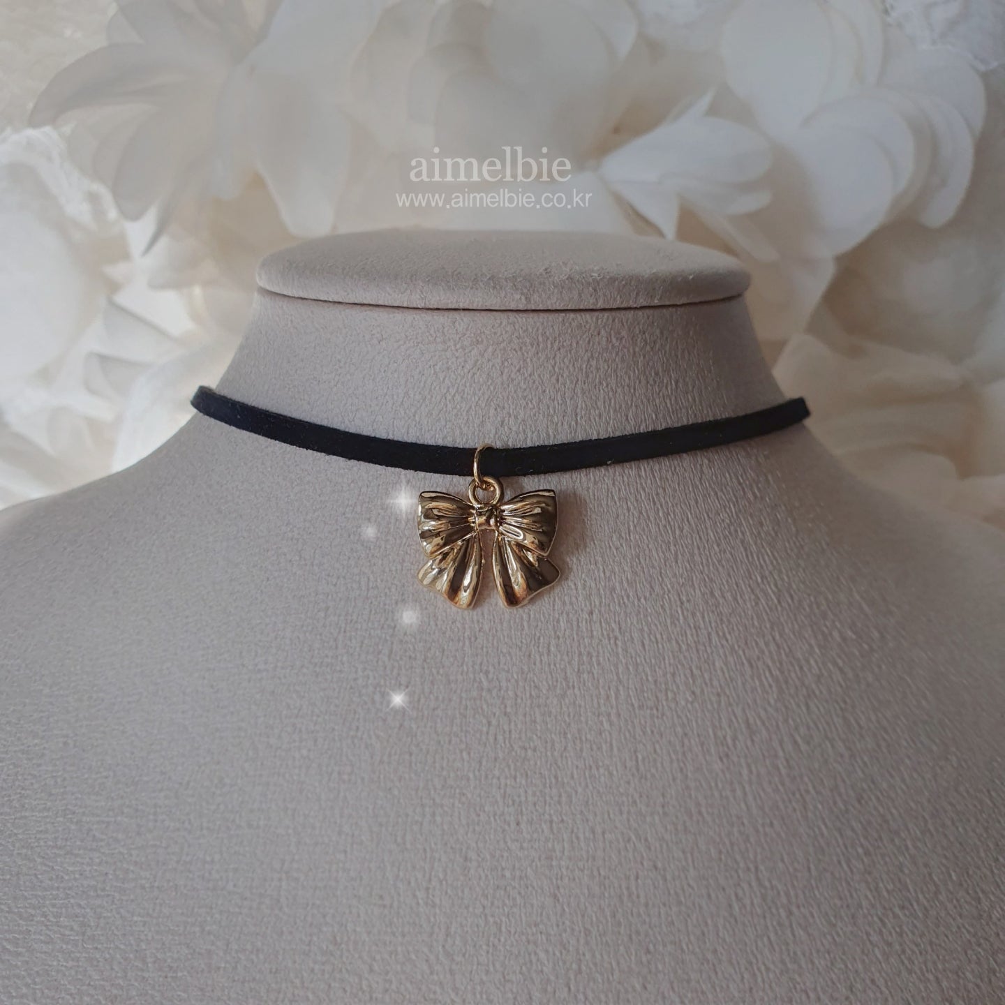 Lovely Ribbon Choker Necklace - Gold (Kep1er Dayeon Necklace)