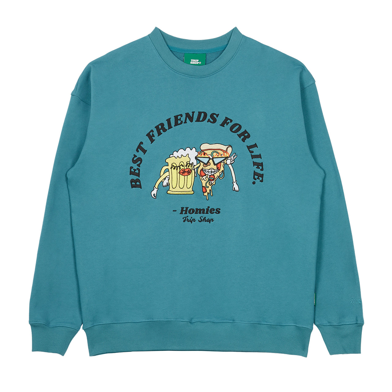 PIZZA EMBROIDERY SWEAT SHIRT (T32112S) - B.GREEN