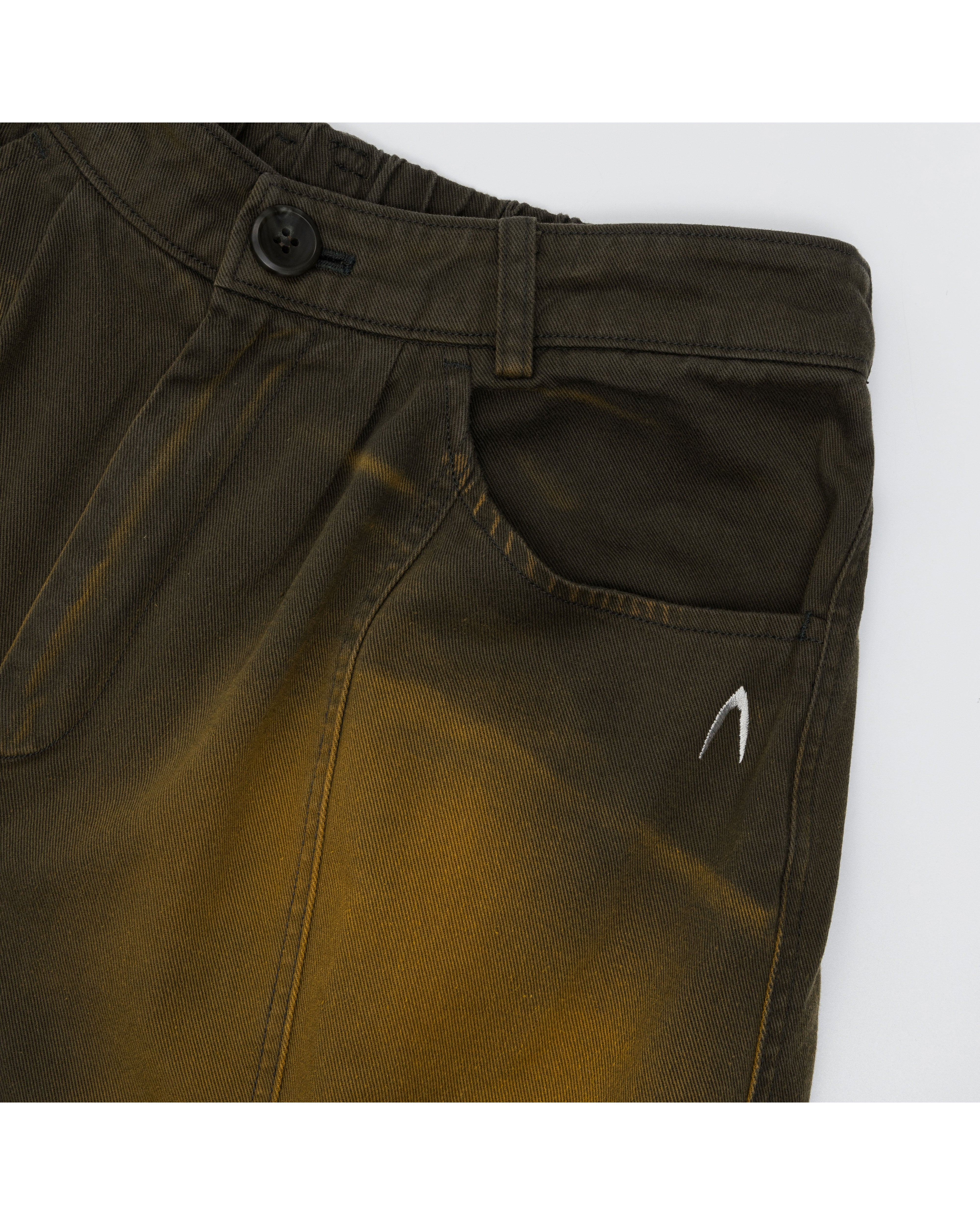 Knee Pin-tuck Wide Cargo Pants (Washed Khaki)