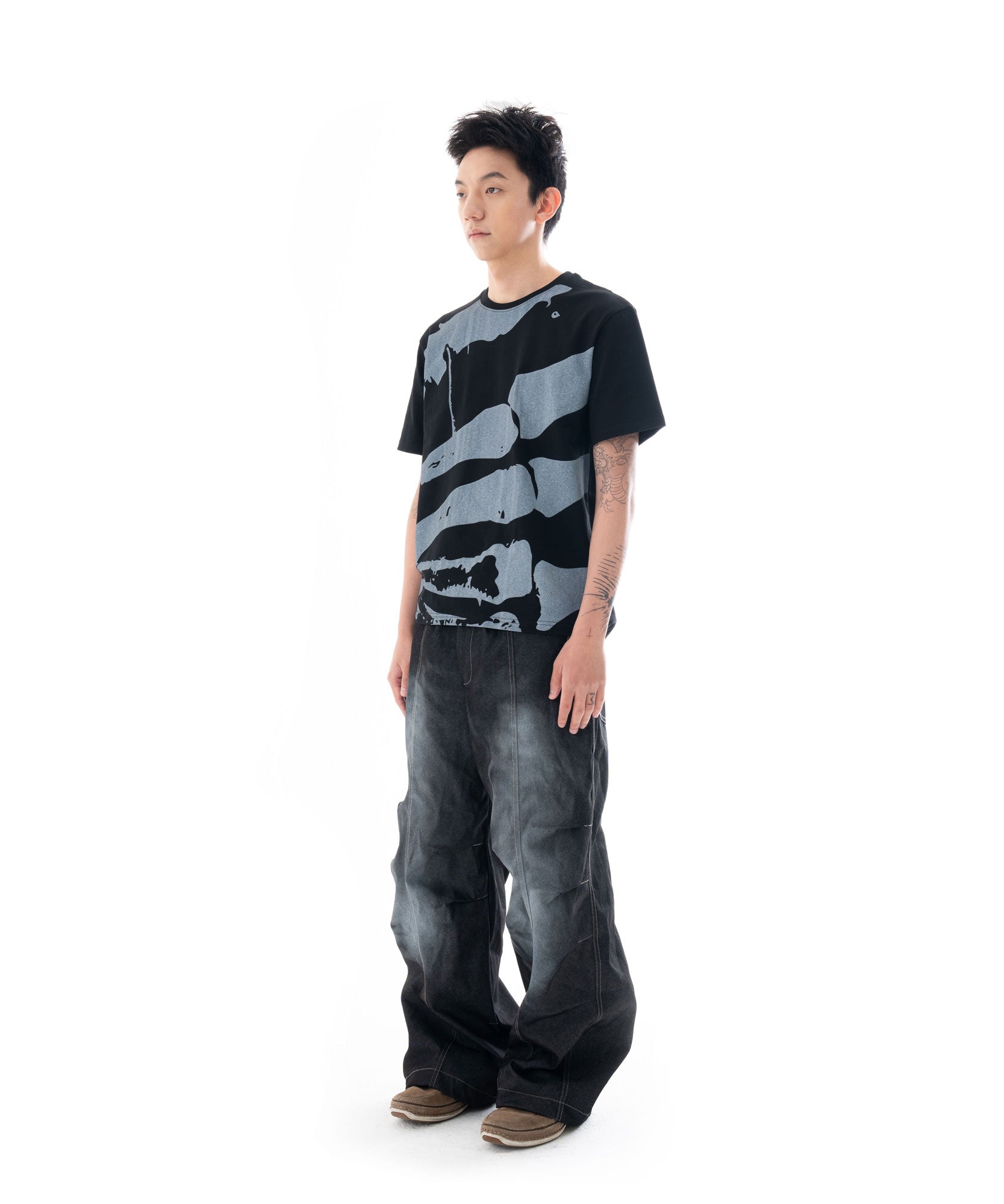 Sprayed Denim Pants (Black)