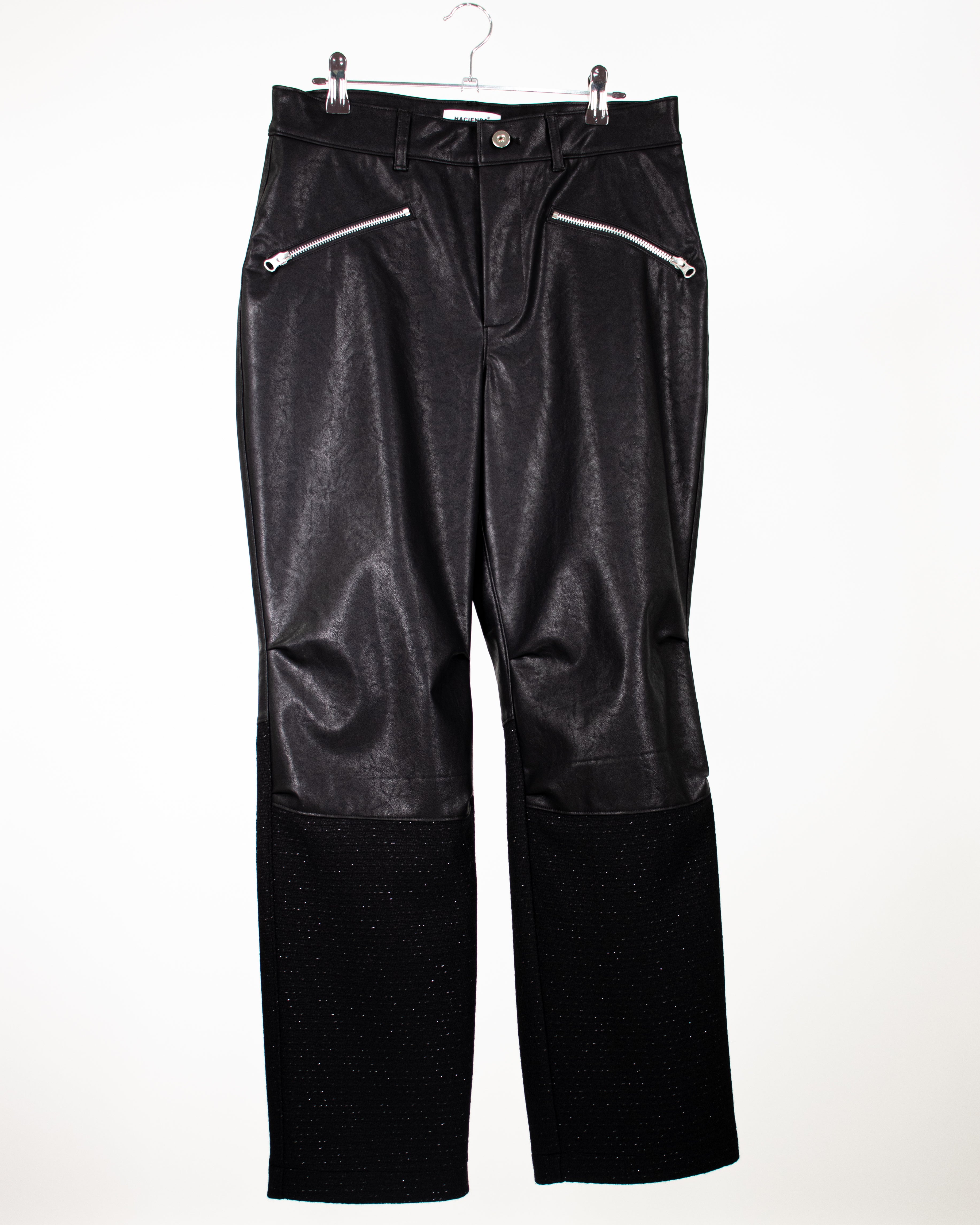 Panelled Faux Leather zip Biker Pants