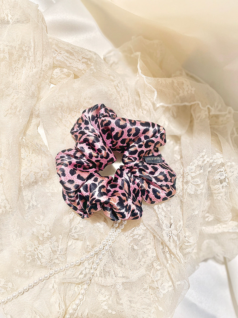 Leopard Printing Satin Hair Scrunchie (5color)