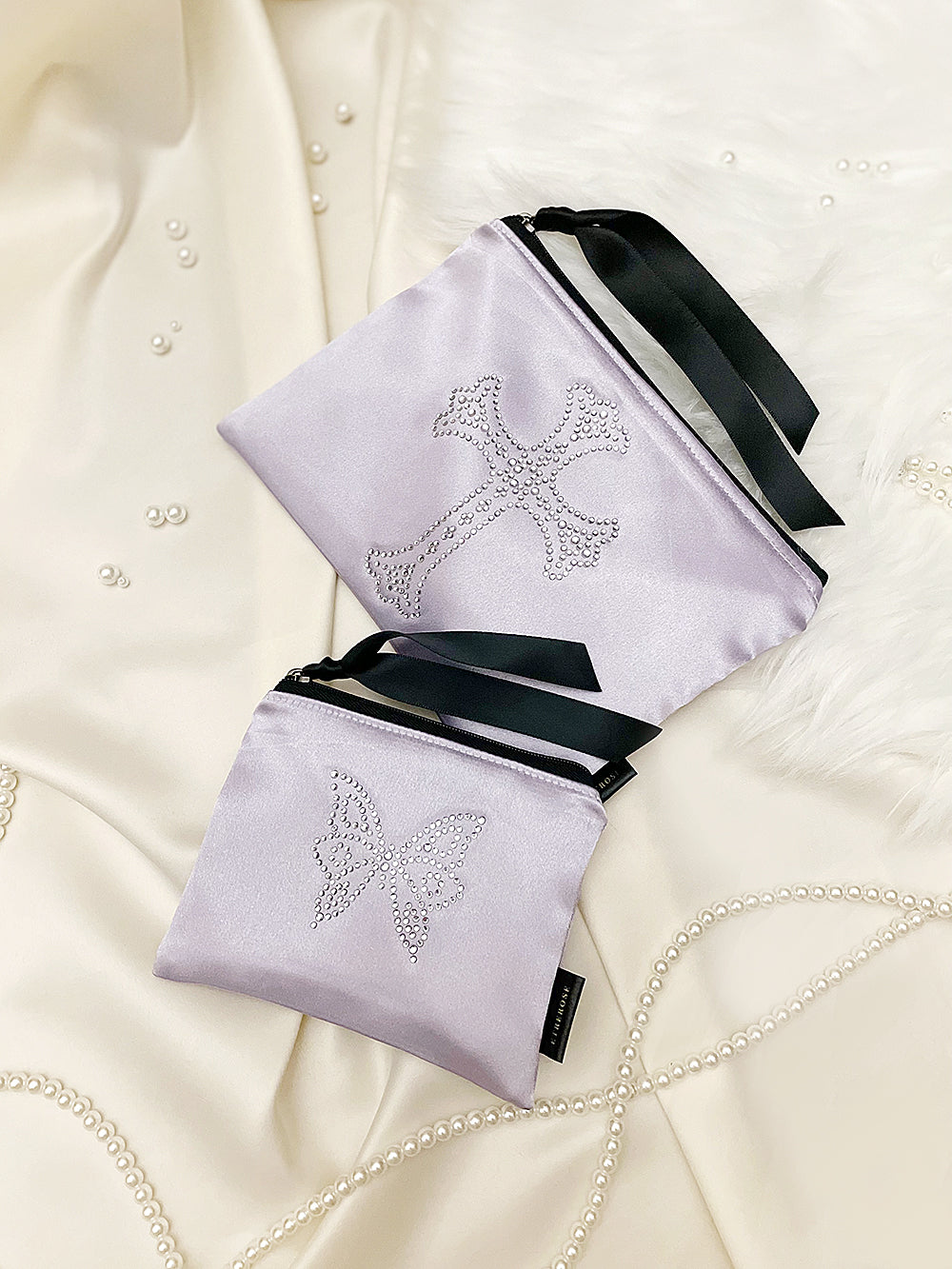 Sparkling Cubic Satin Zip-pouch (SET