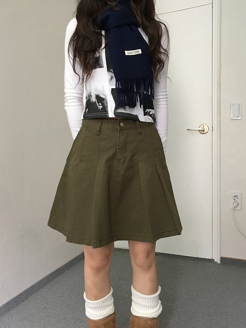 (2color) j chino medium skirt