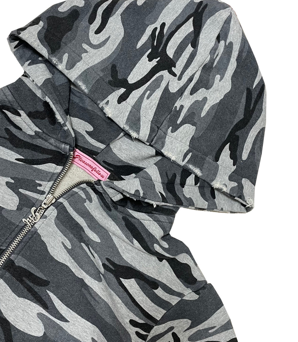 PNF made vintage washing camo hoodie zip up