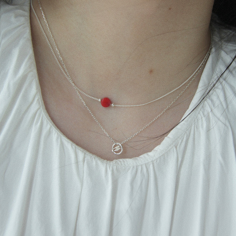 Coral Silverball Chain Necklace