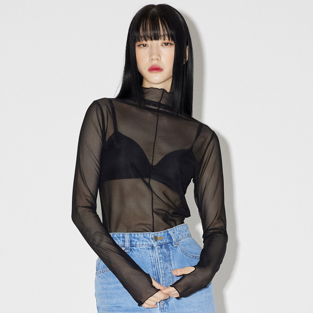 レイヤードシースルートップス / Layered See-through Top [BLACK]