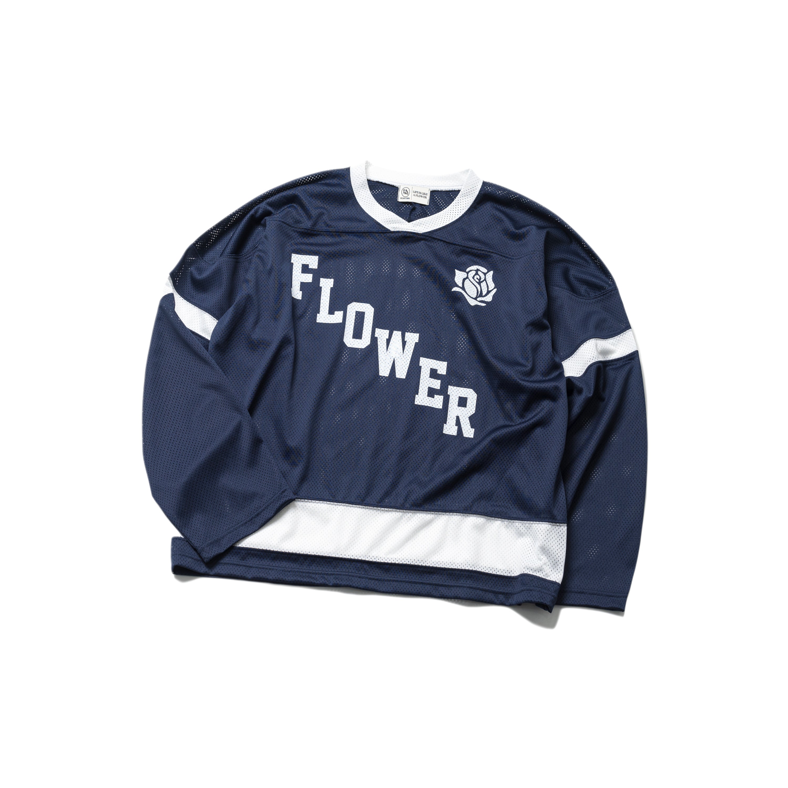 FLOWER AMERICAN FOOTBALL MESH L/S TEE(NAVY)