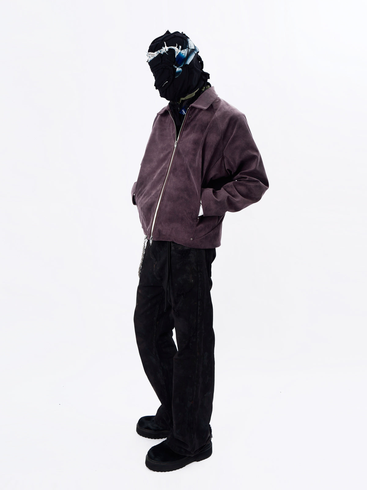  purple washed old Detroit workwear suede coach jacket
