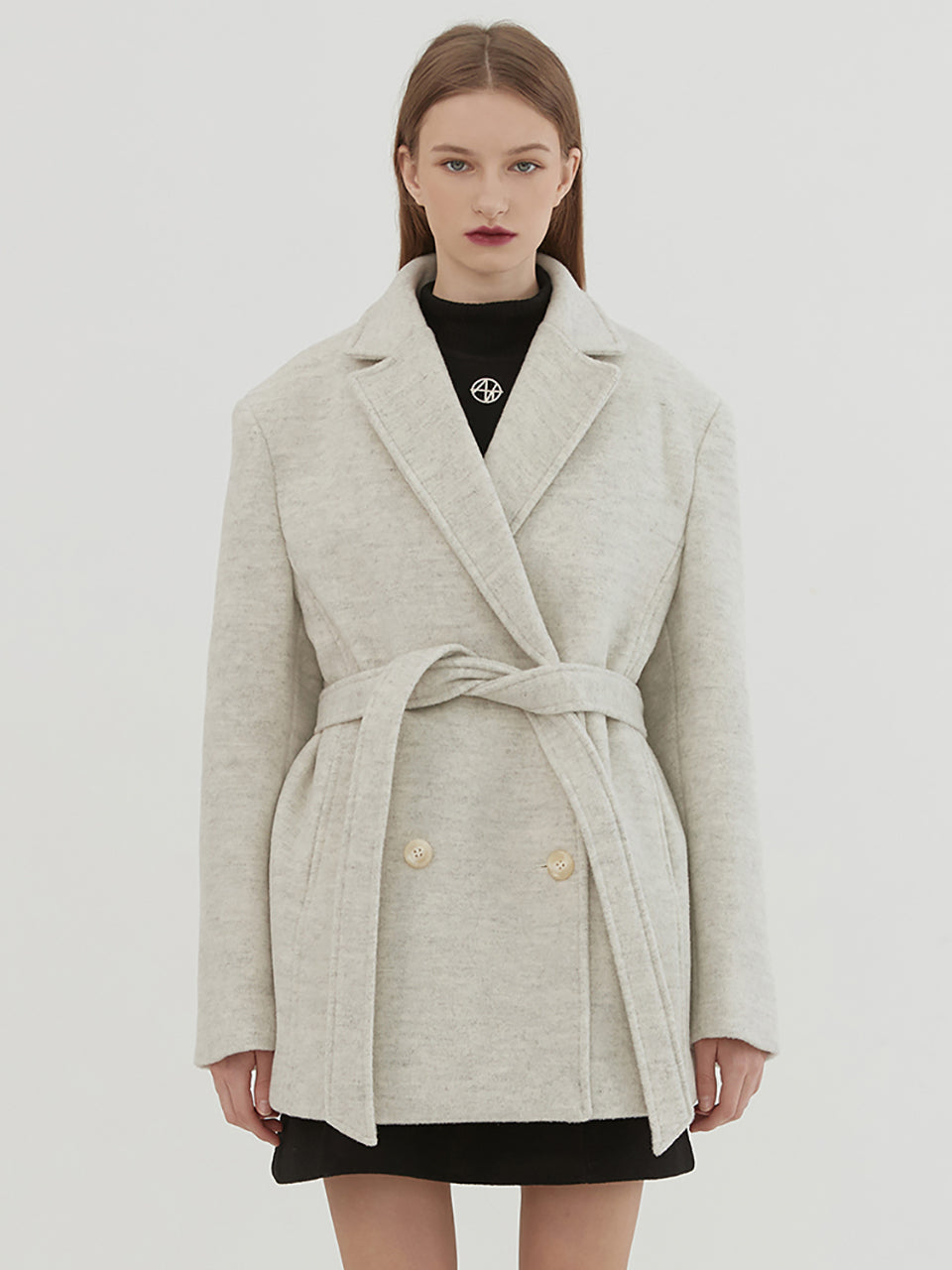 BELTED HALF COAT - LIGHT MELANGE