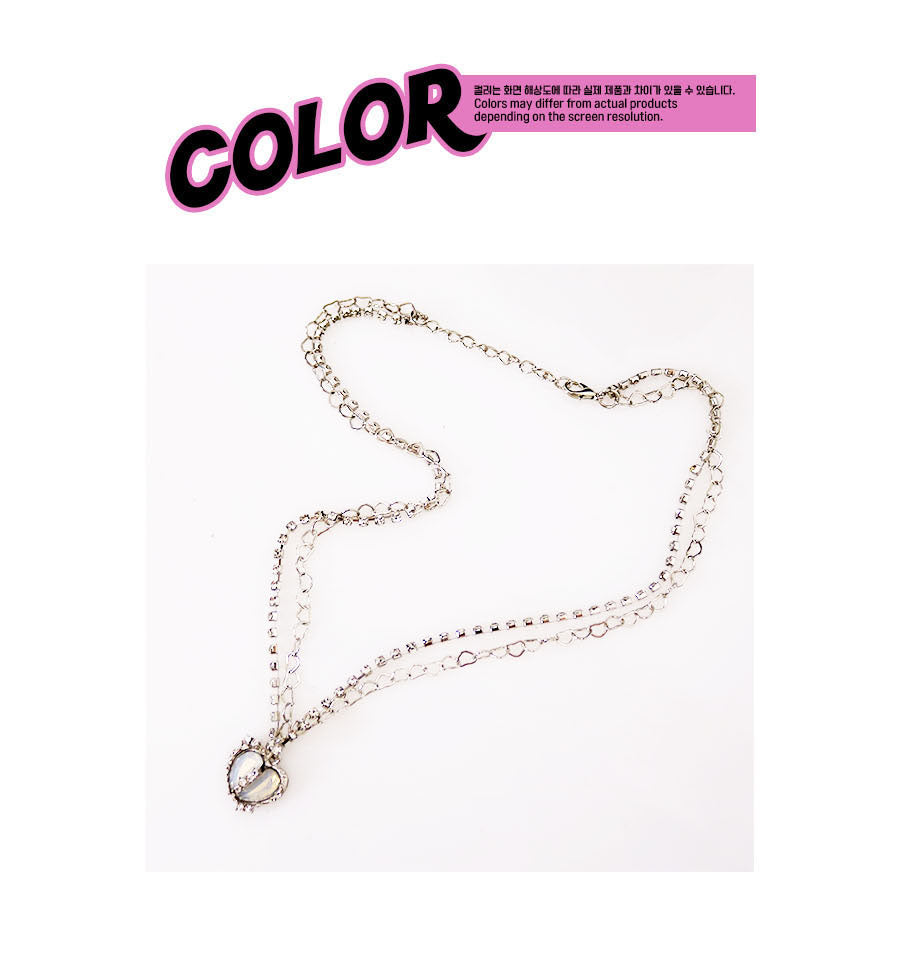 aurora heart stone chain necklace