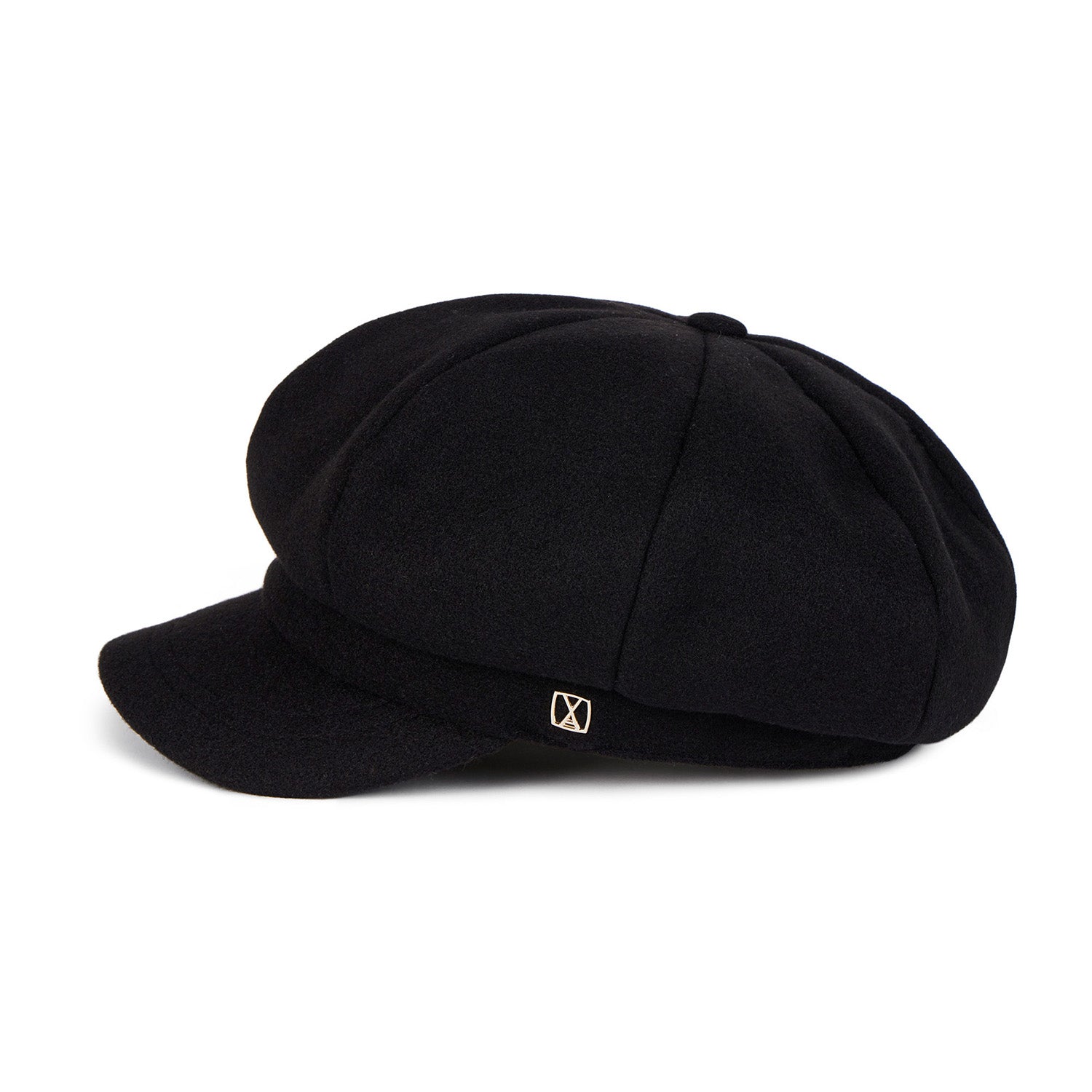 VA Square Stud Wool Newsboy Cap / Black