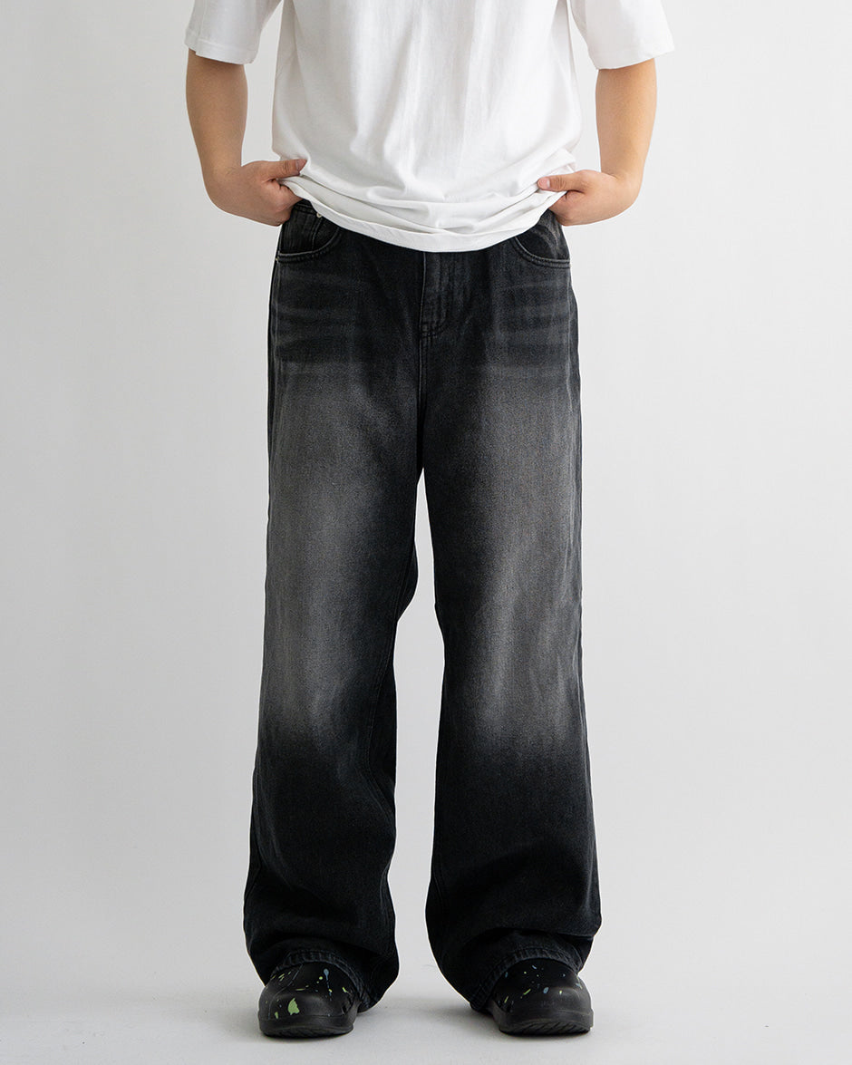 Brush black denim pants