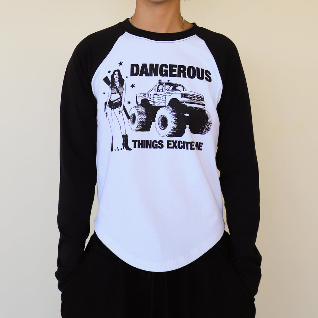 DANGEROUS Raglan long-sleeved T-Shirt (WHITE) WOMENS