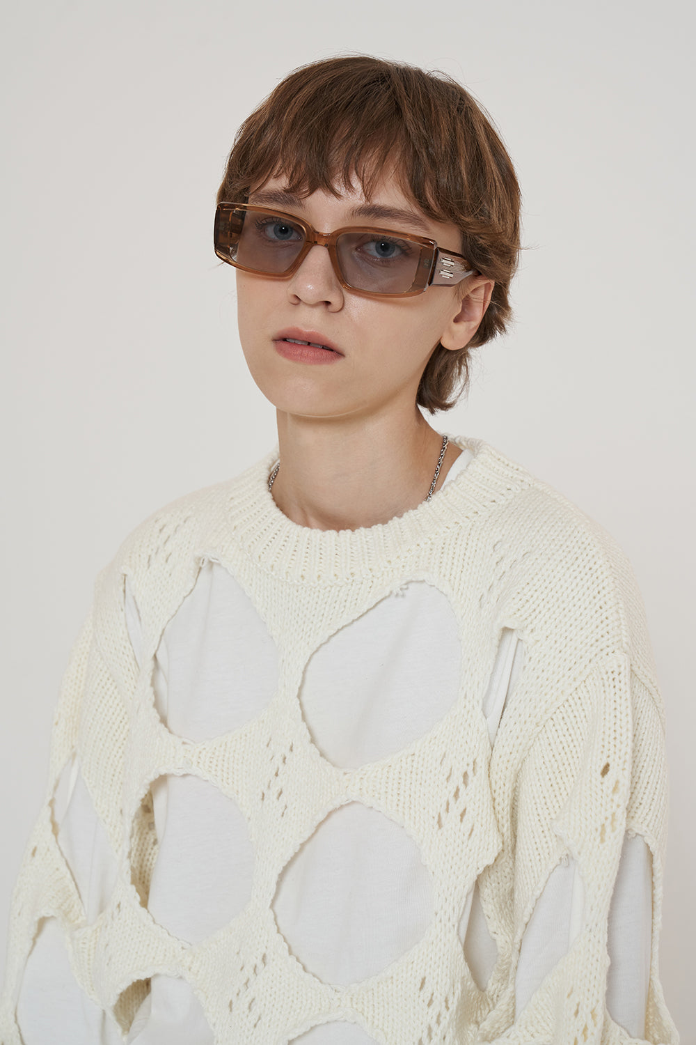 HOLE ARGYLE ROUND KNIT