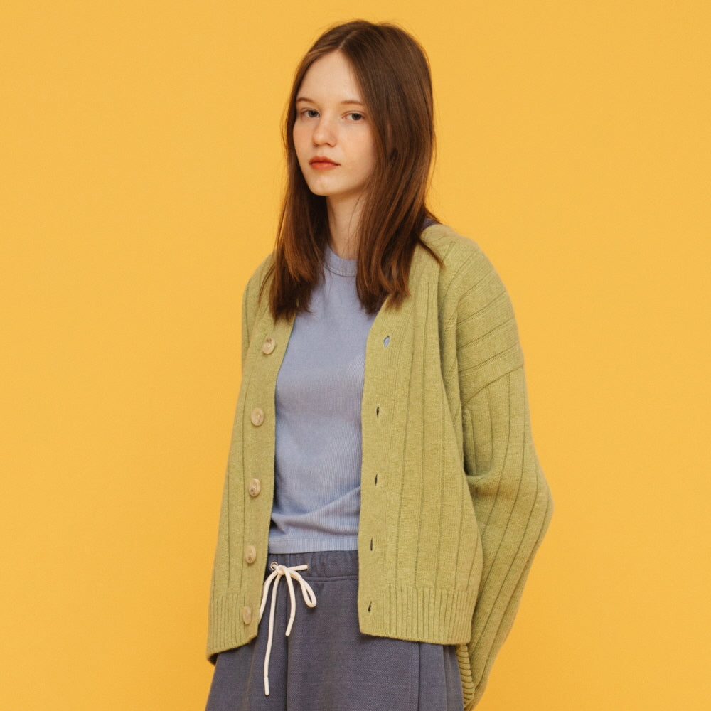 CASHMERE BLEND CARDIGAN_GREEN BEAN