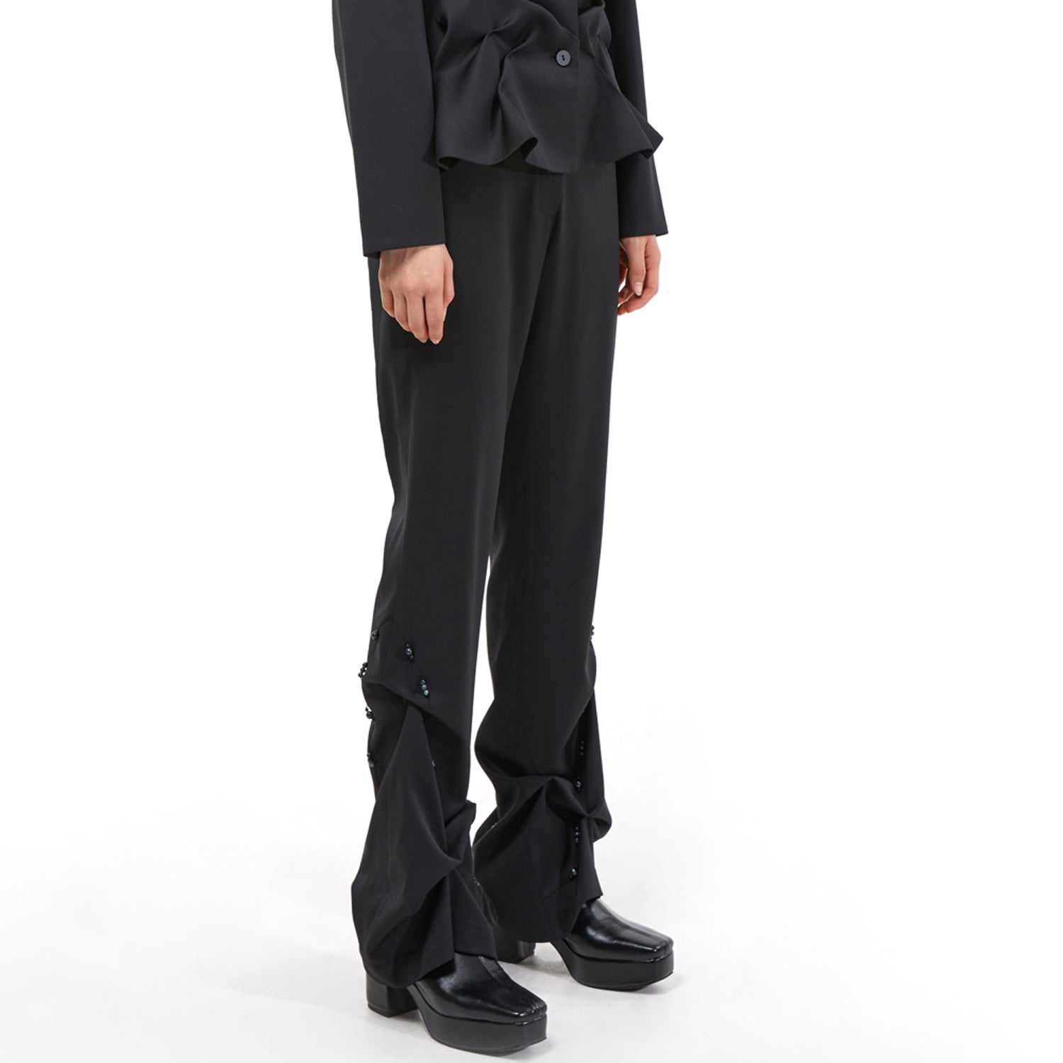 DOZI - Beaded Slim Trousers _ Black