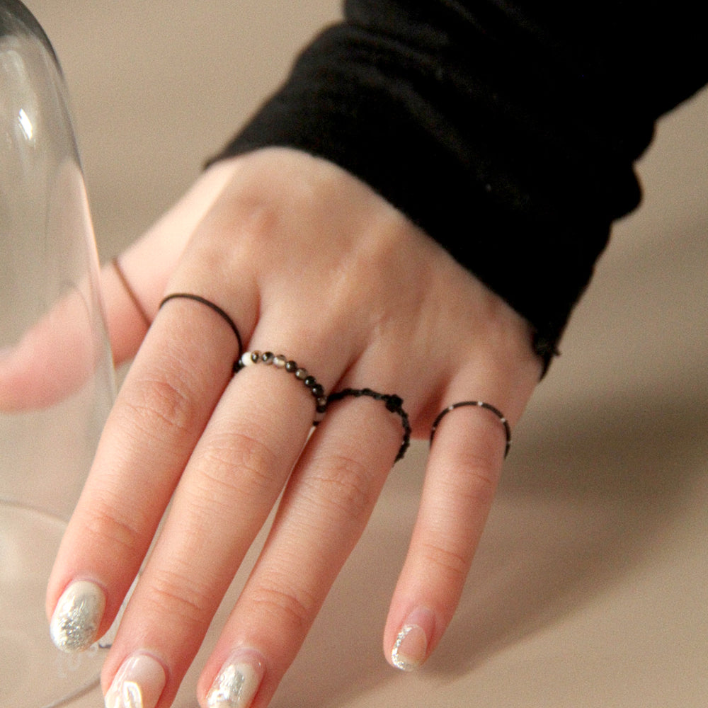 [CCNMADE] 菊 Cube Crystal Ring 10.ALL BLACK