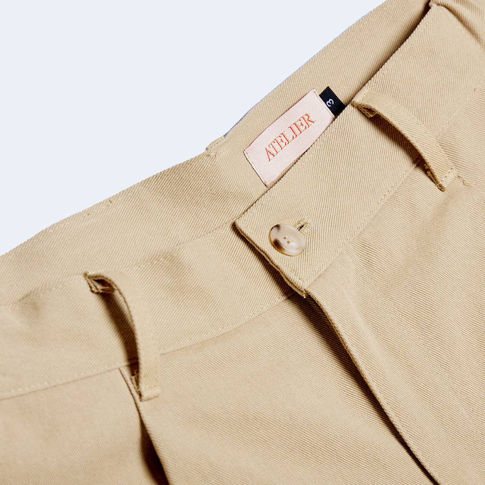 DAMP WIDE FIT ONE TUCK PANTS_BEIGE