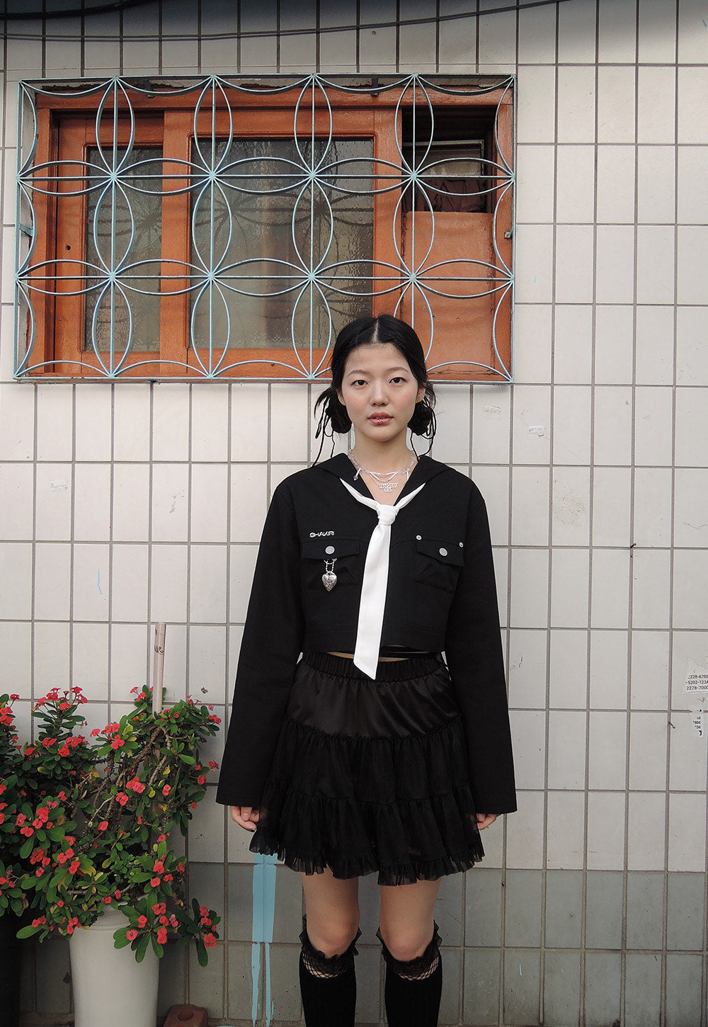 SAILOR TIE BLOUSE _BLACK