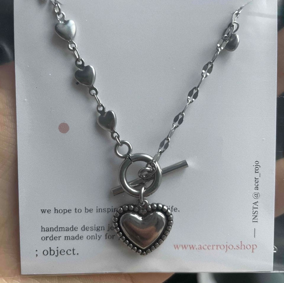 eh Unique Heart Surgical Toggle Bar Necklace