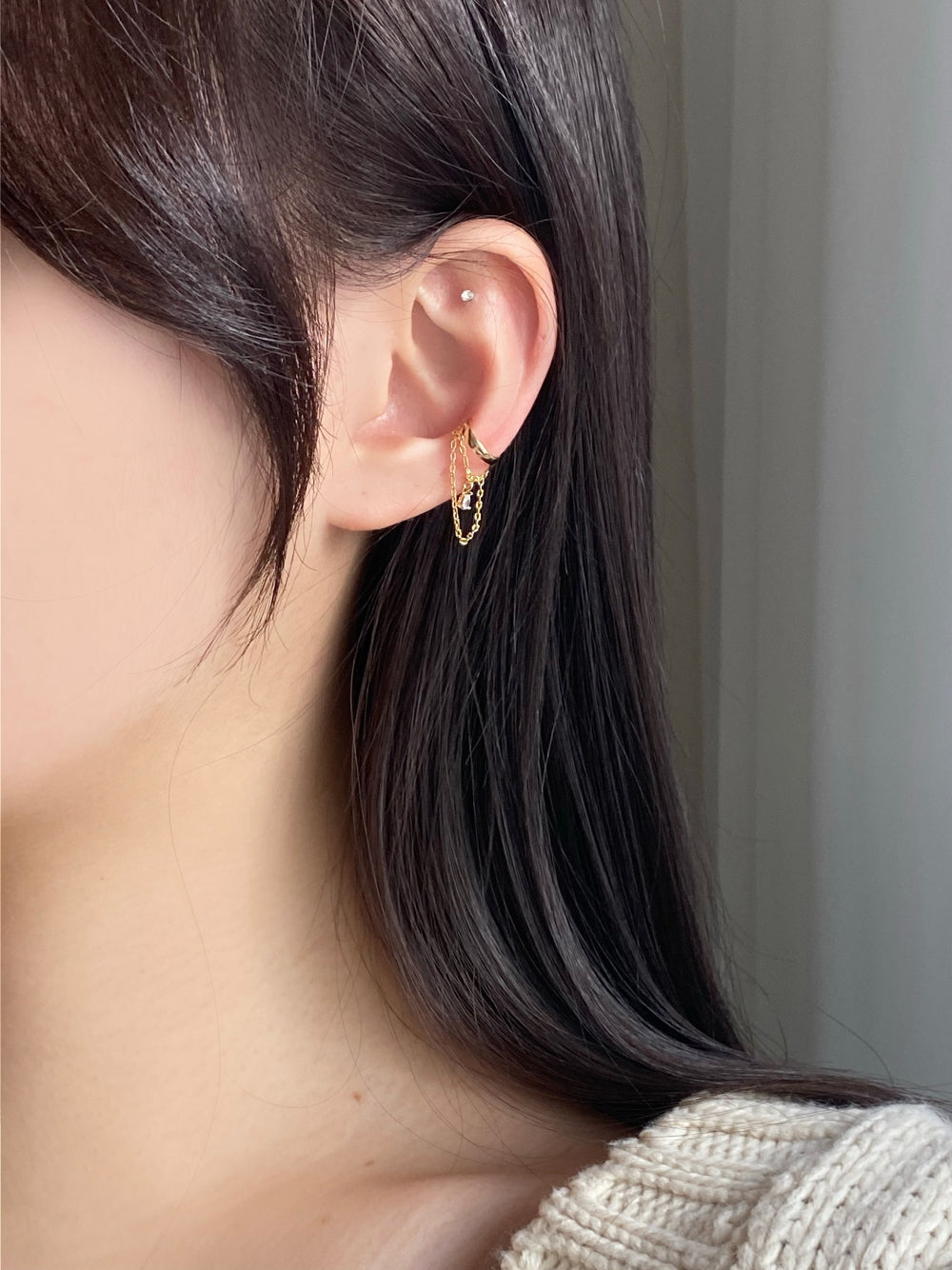 Bell chain ear cuff / 3 color 