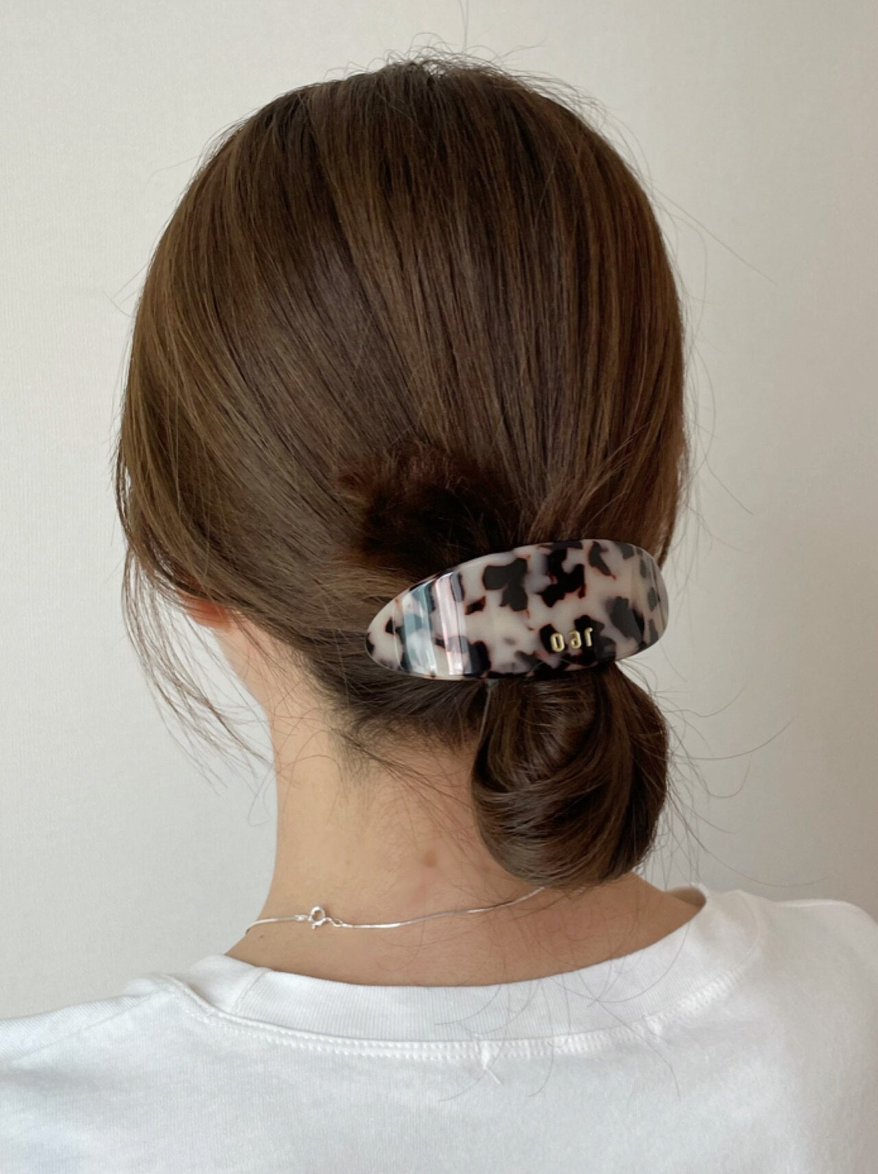 oar Classic Big Marble Barrette [Beige leopard]