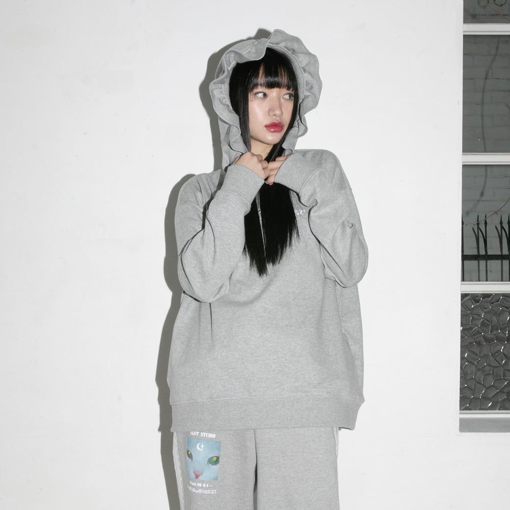 God Complex Ruffle Hoodie - GREY