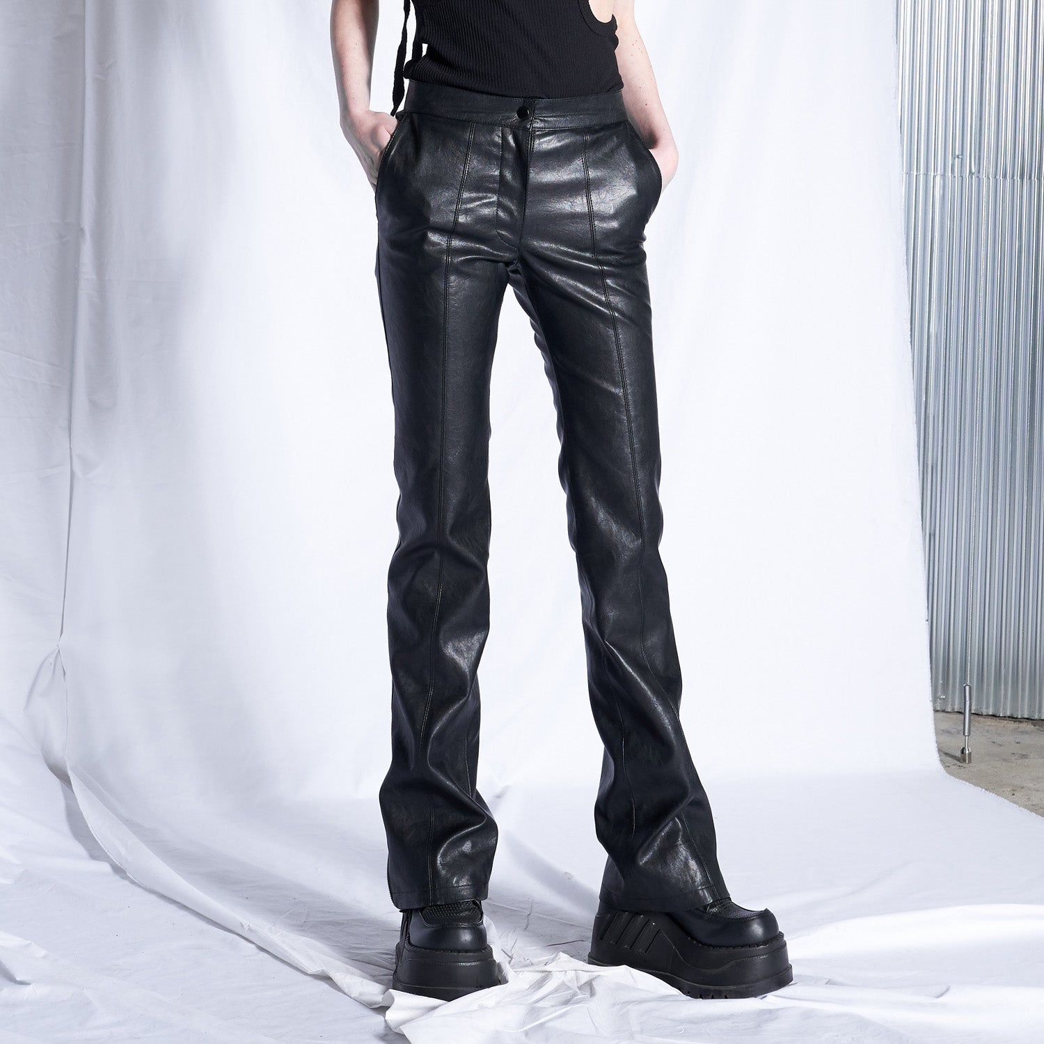 Leather Bootcut Pants