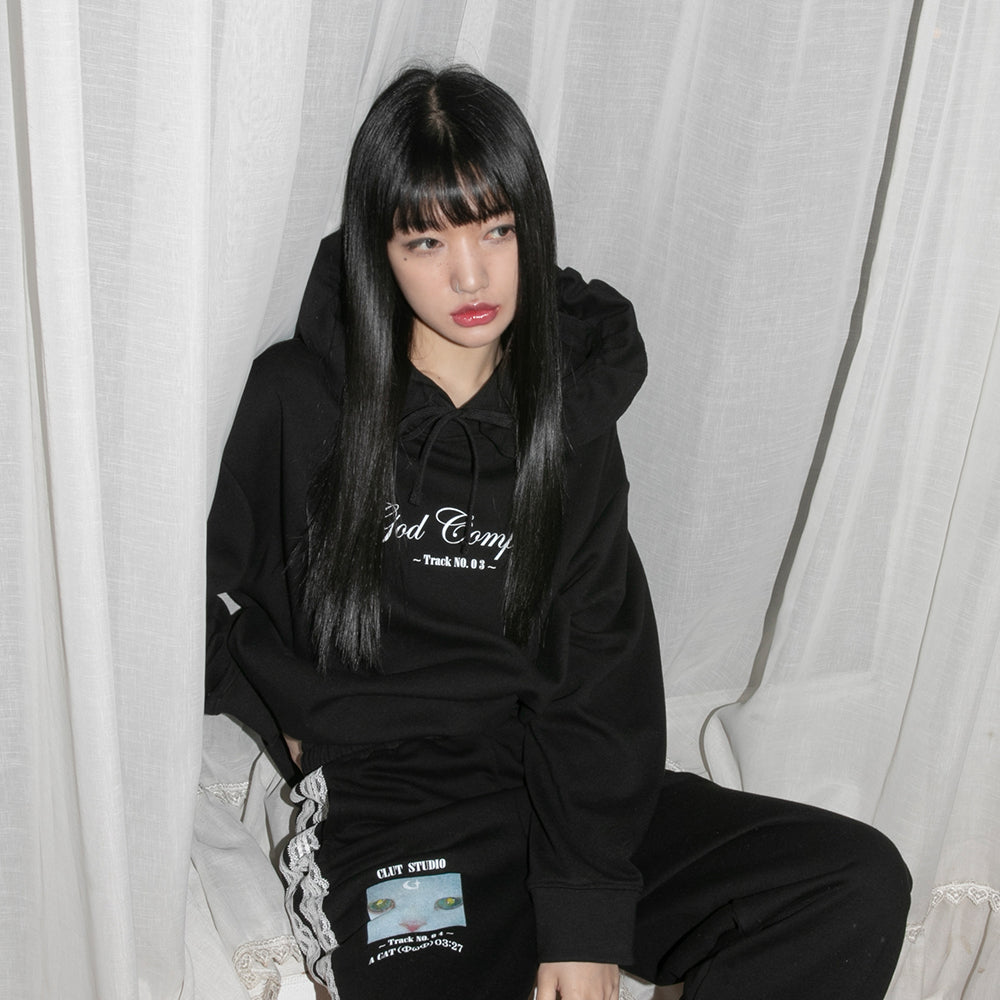  God Complex Ruffle Hoodie - BLACK