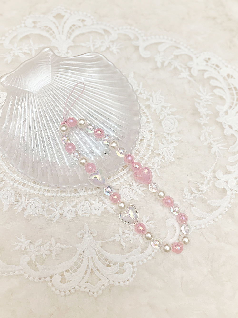 Bubble Heart Pearl Beads Key Ring (4color)