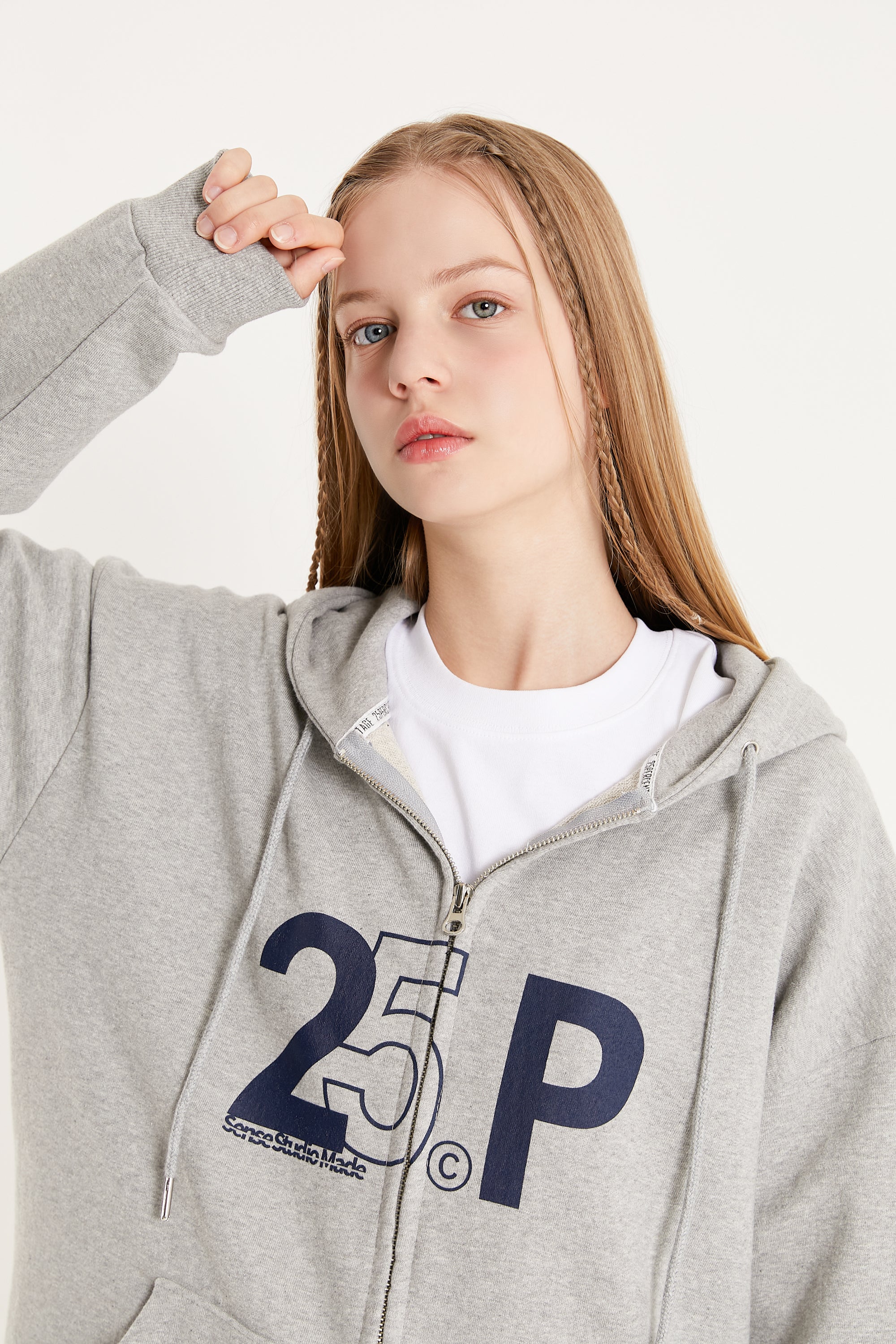 25P SENSE LOGO HOOD ZIP UP_GRAY