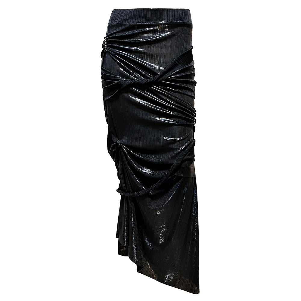 metal warp turn skirt - black