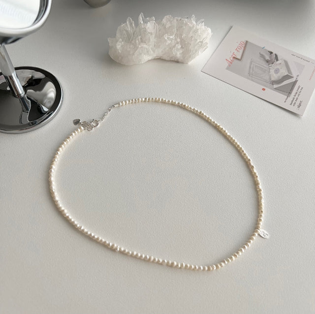 dio Silver 925 Fresh Water Pearl Necklace Innocent Daily Simple Layered Necklace