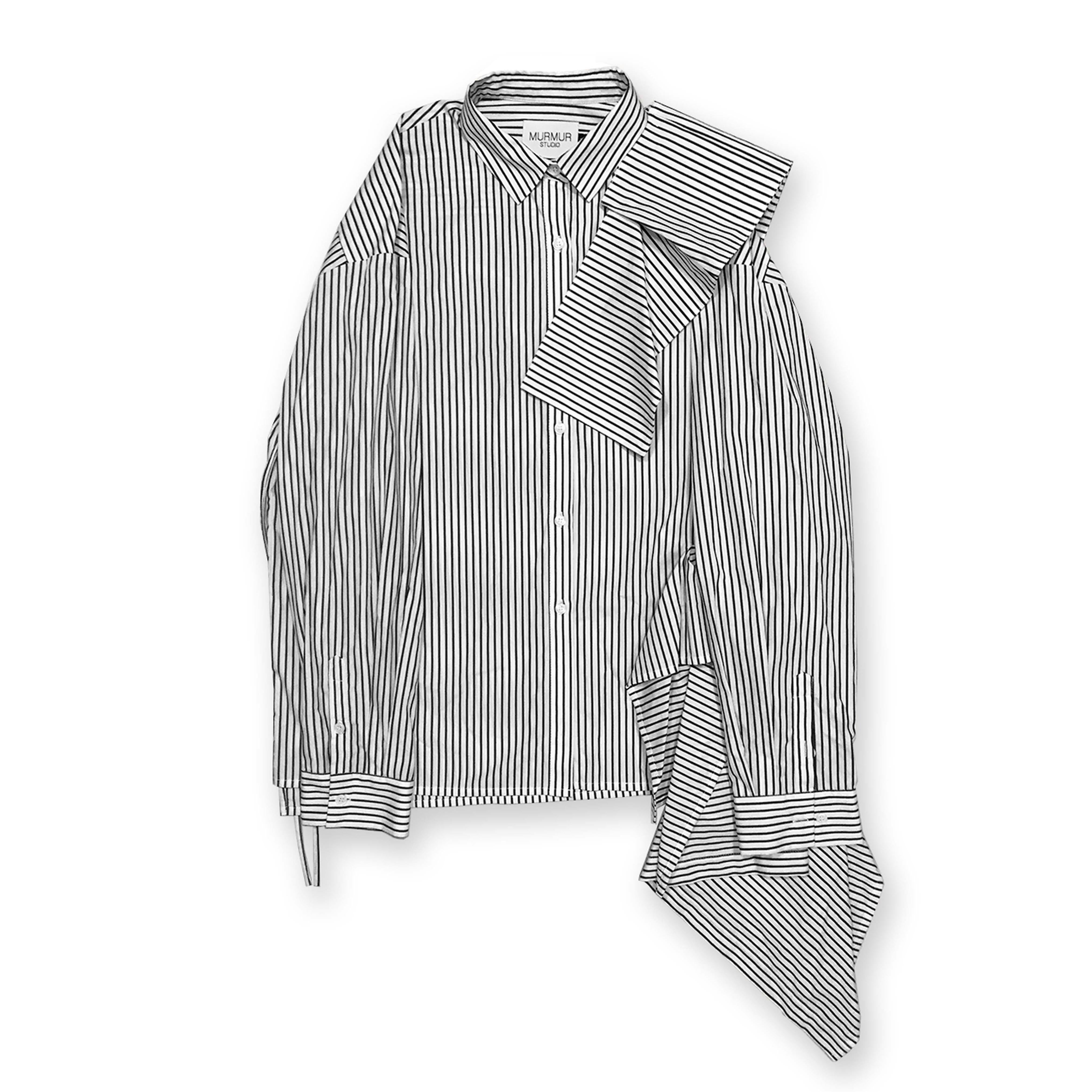 asymmetry over size stripe shirt