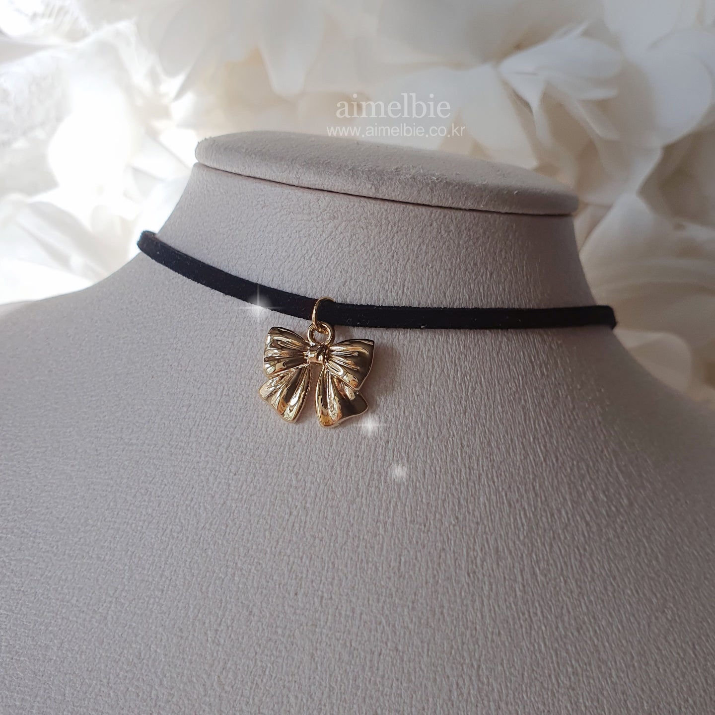 Lovely Ribbon Choker Necklace - Gold (Kep1er Dayeon Necklace)