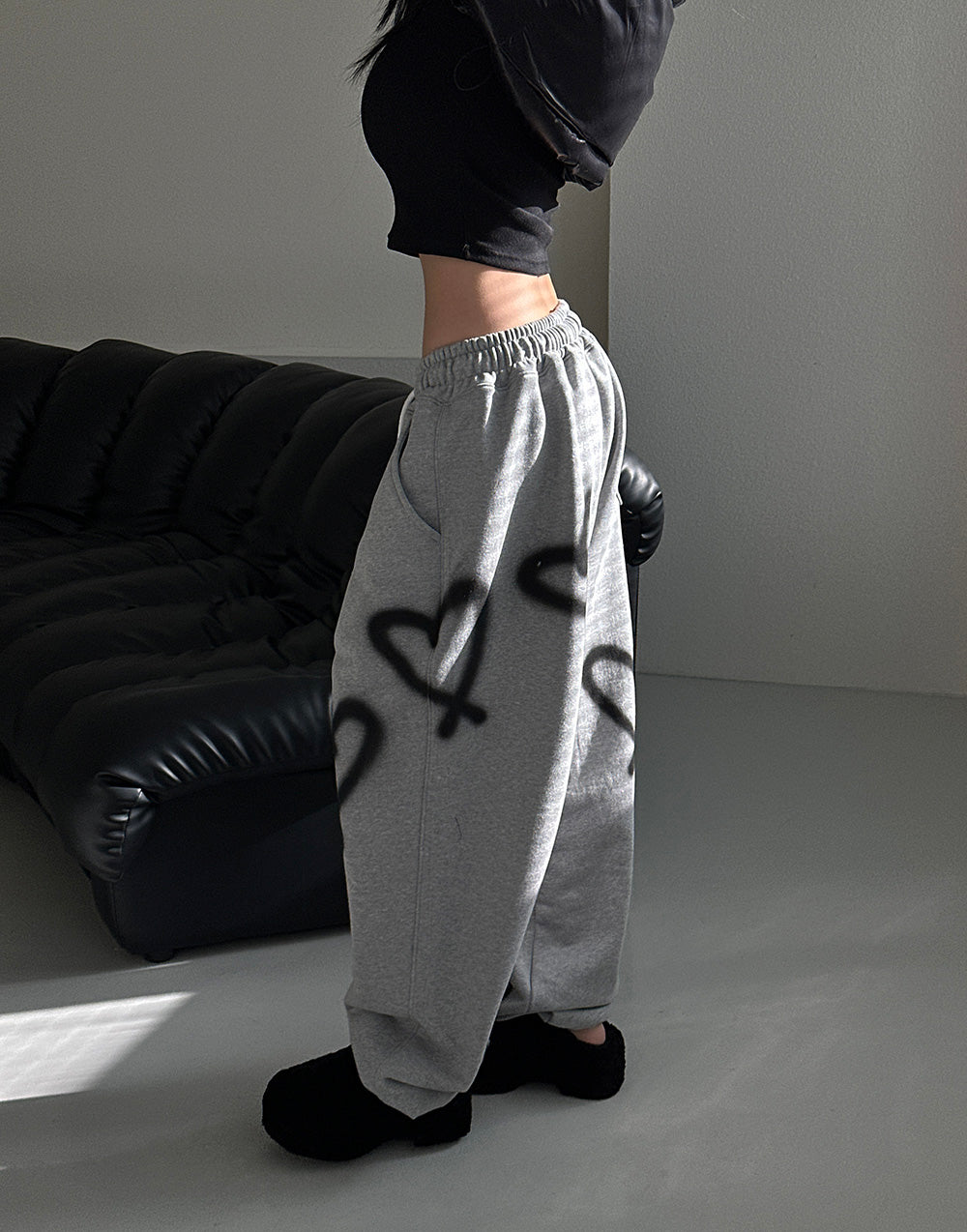 [UNISEX] Heart String Wide Jogger Pants