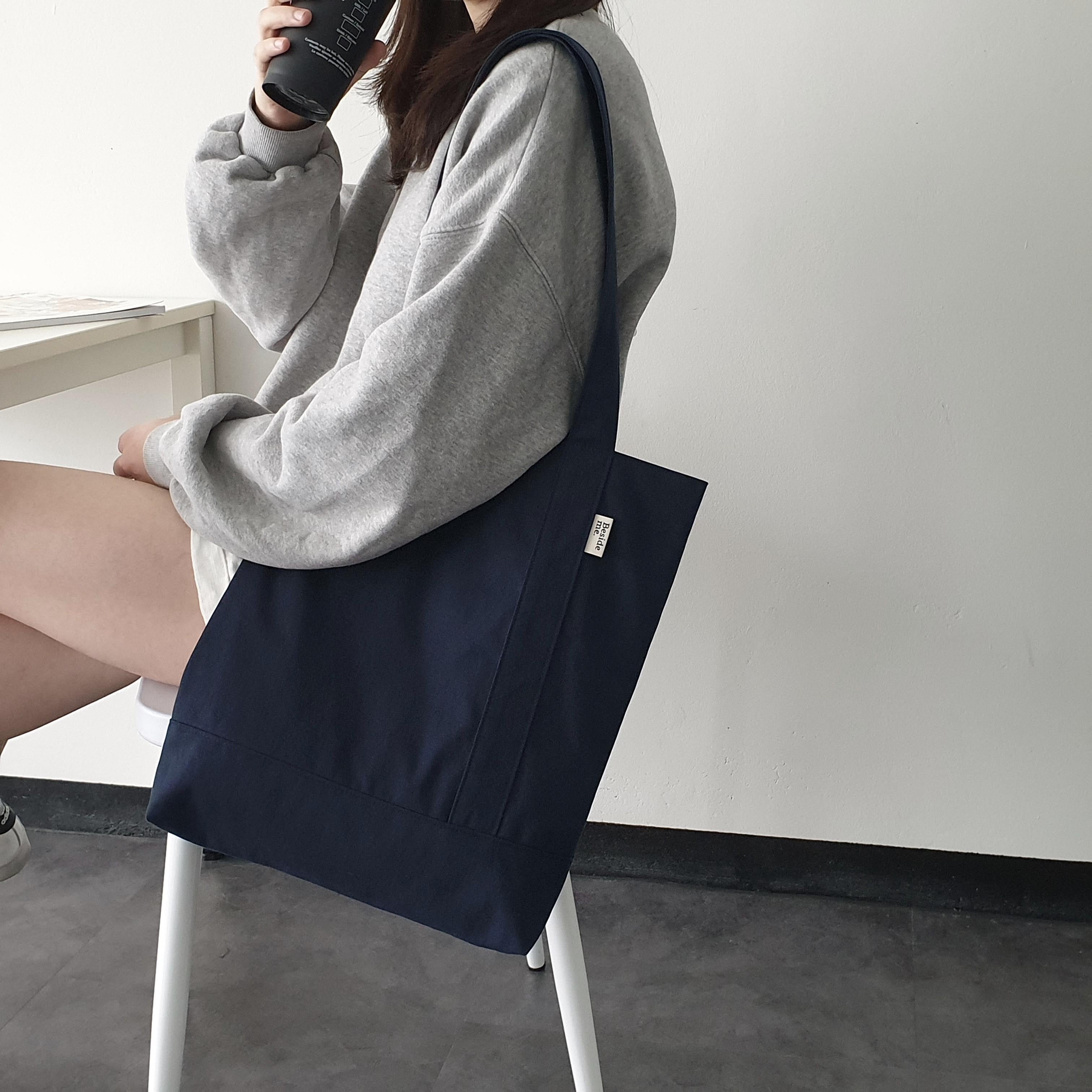 Twill simple line bag - deep navy