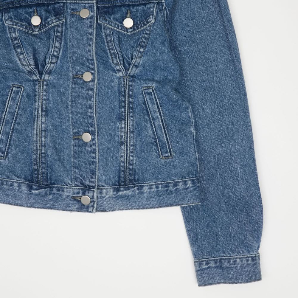 WORN PINTUCK MID BLUE DENIM JACKET [6076]