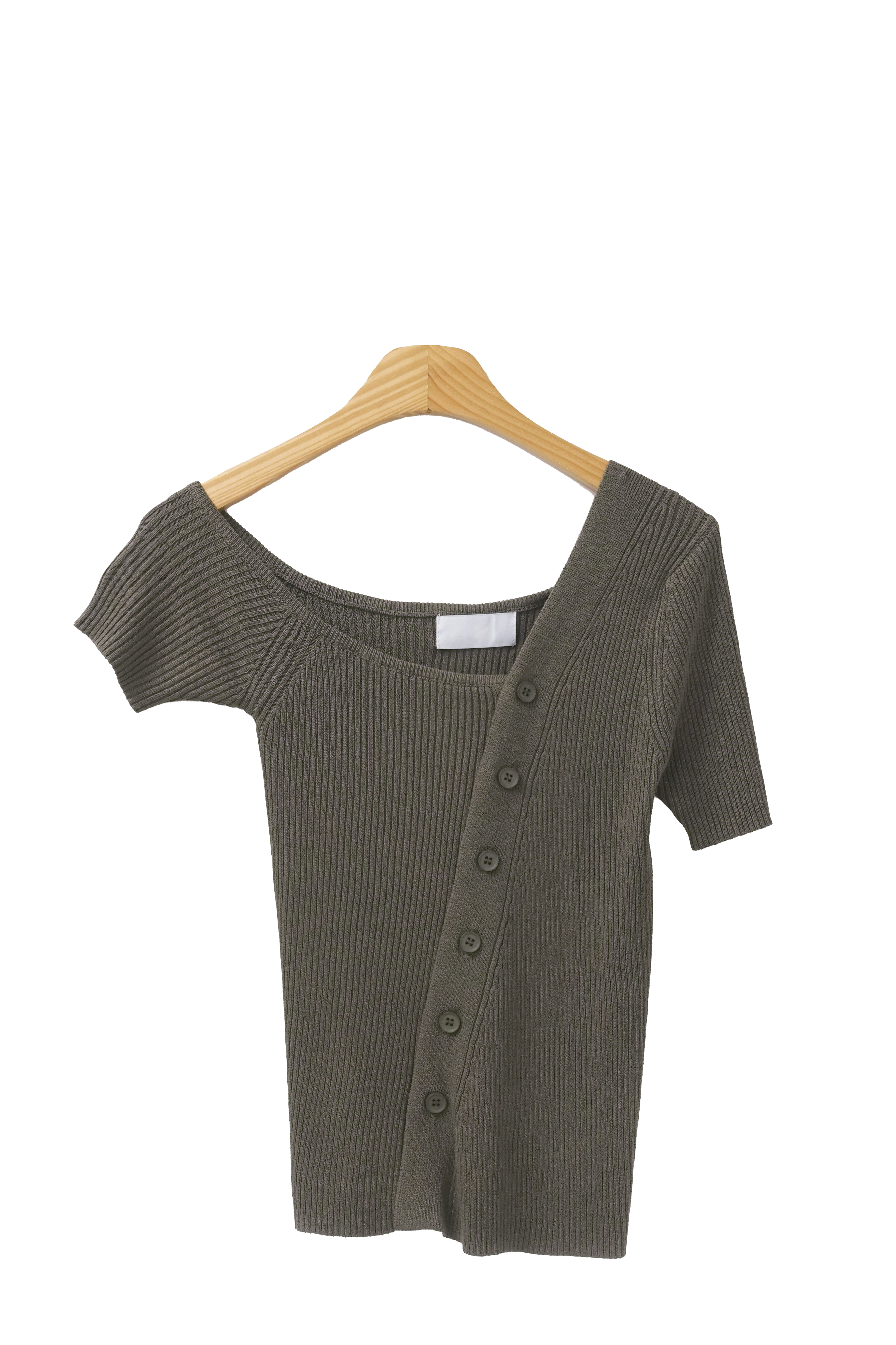 Nudi Unbalanced Off-Shoulder Diagonal Summer Short-Sleeved Knitwear (3 colors)