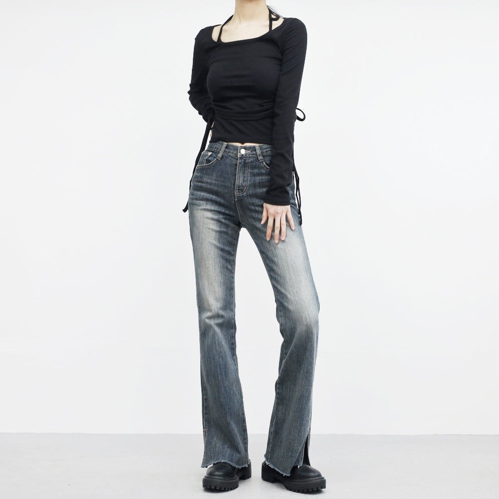 Slant Slit Bootcut Pants