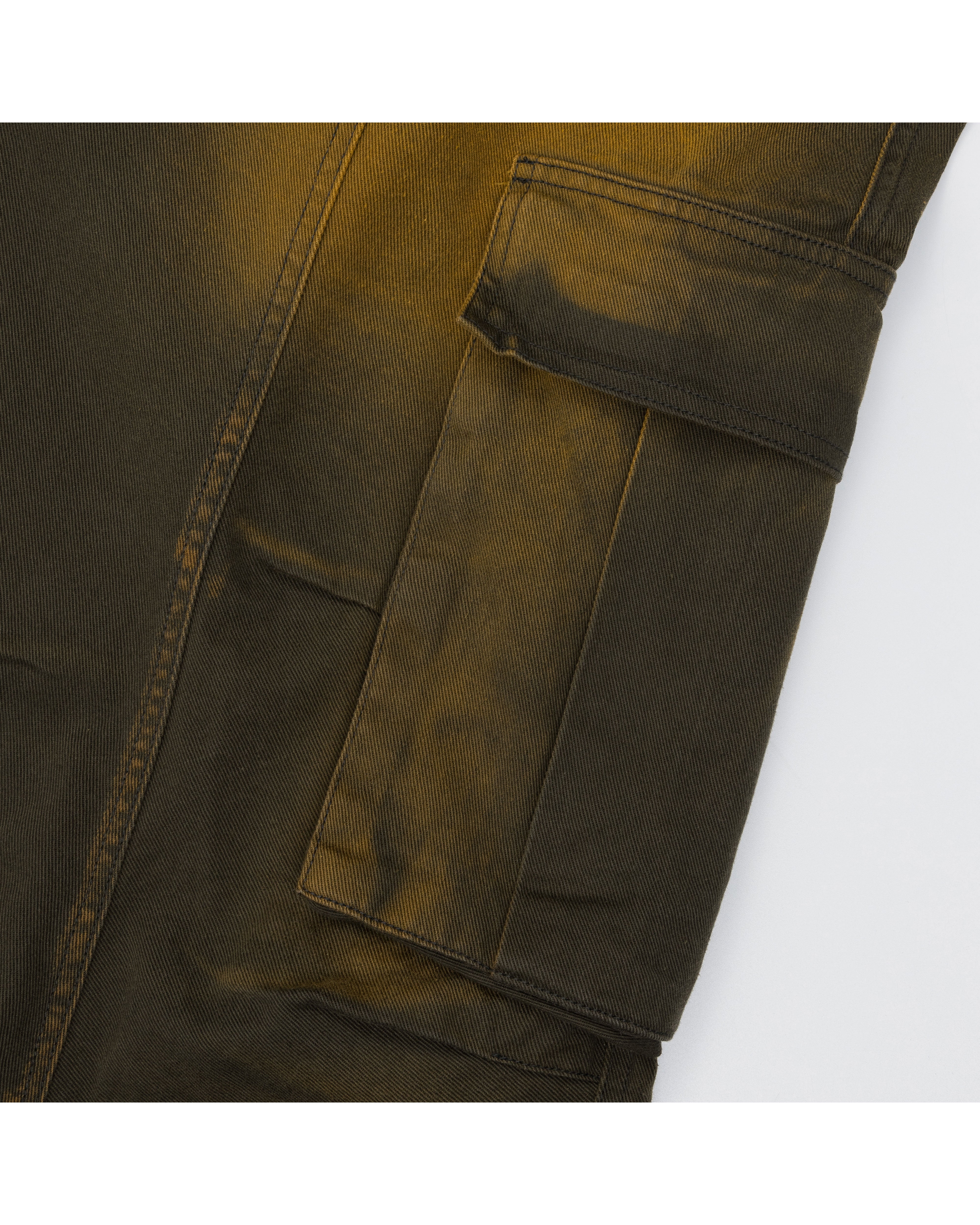 Knee Pin-tuck Wide Cargo Pants (Washed Khaki)