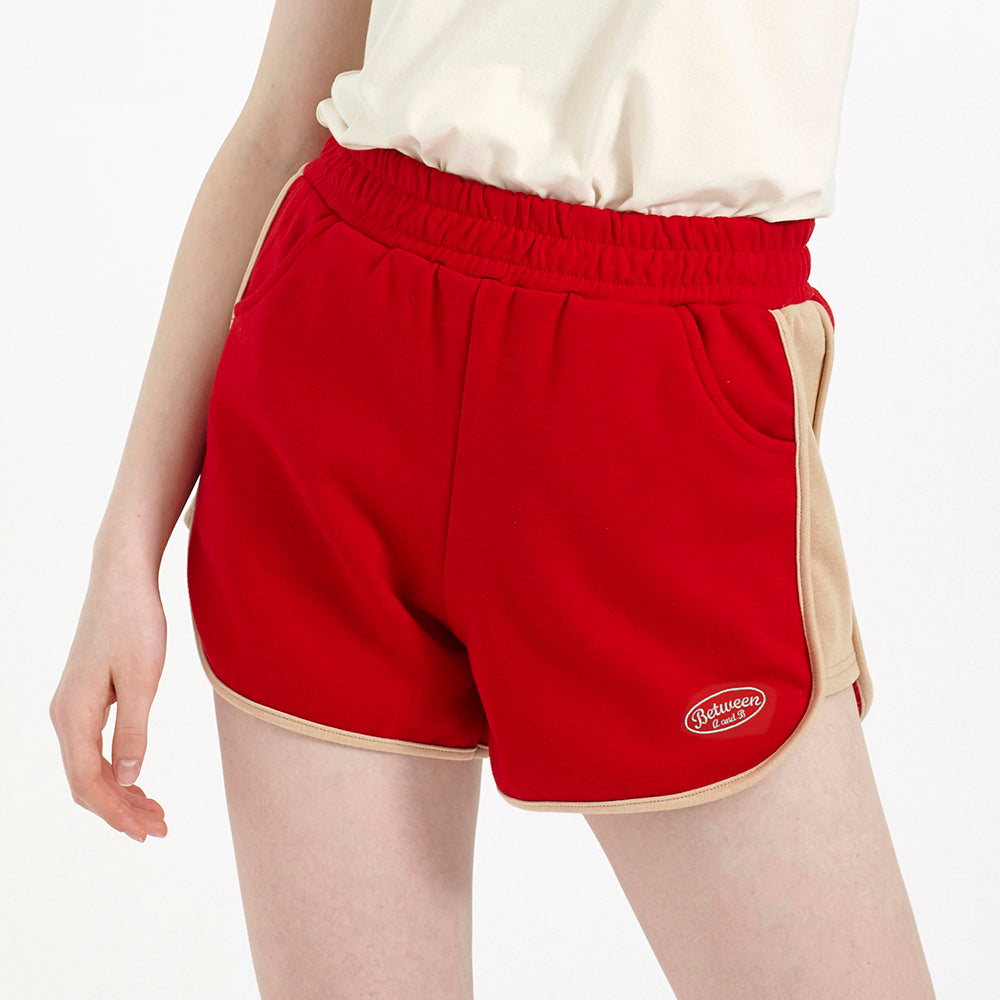 COLOR BLOCK JERSEY SHORTS_RED