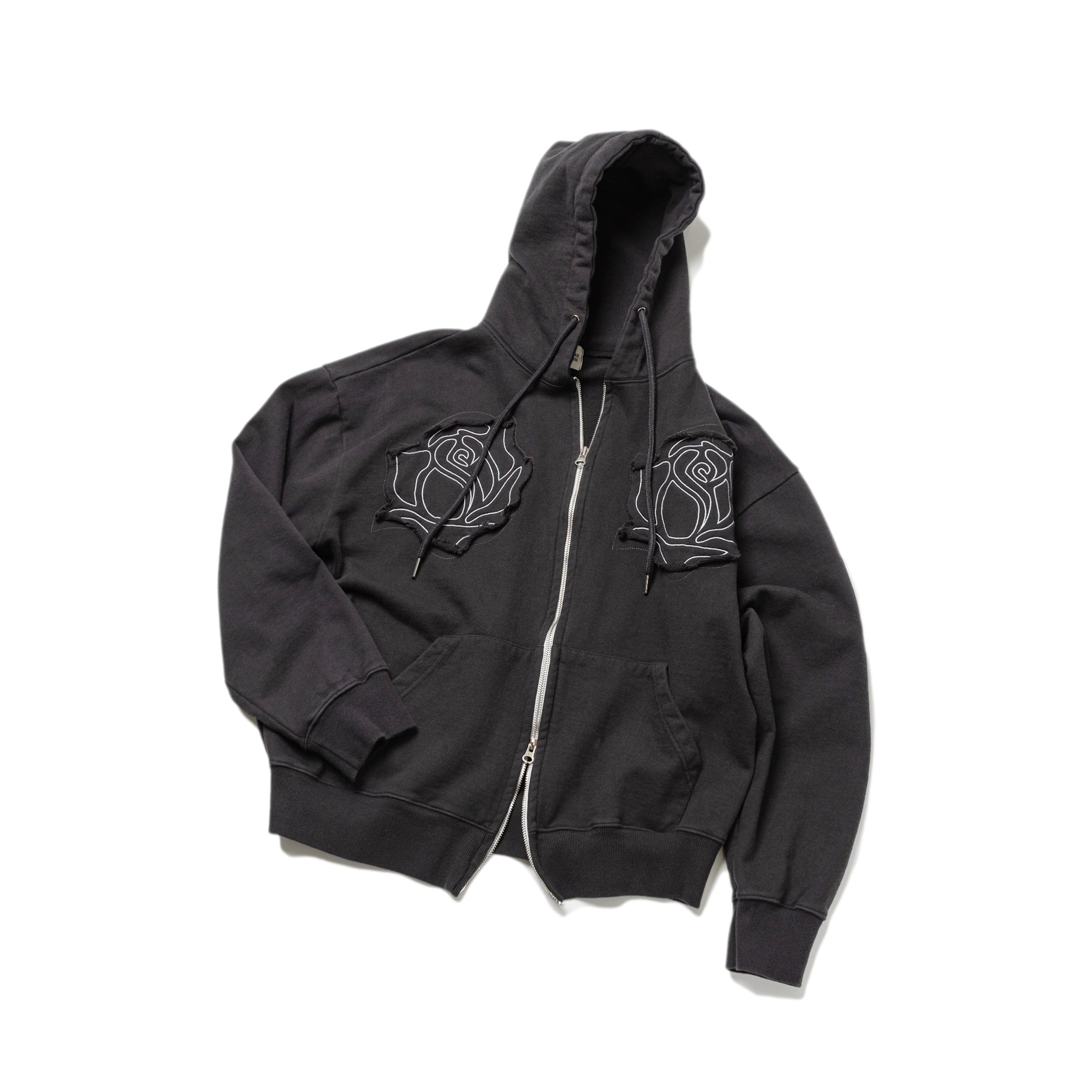 ROSE PATCH ZIPUP HOOD(CHARCOAL)