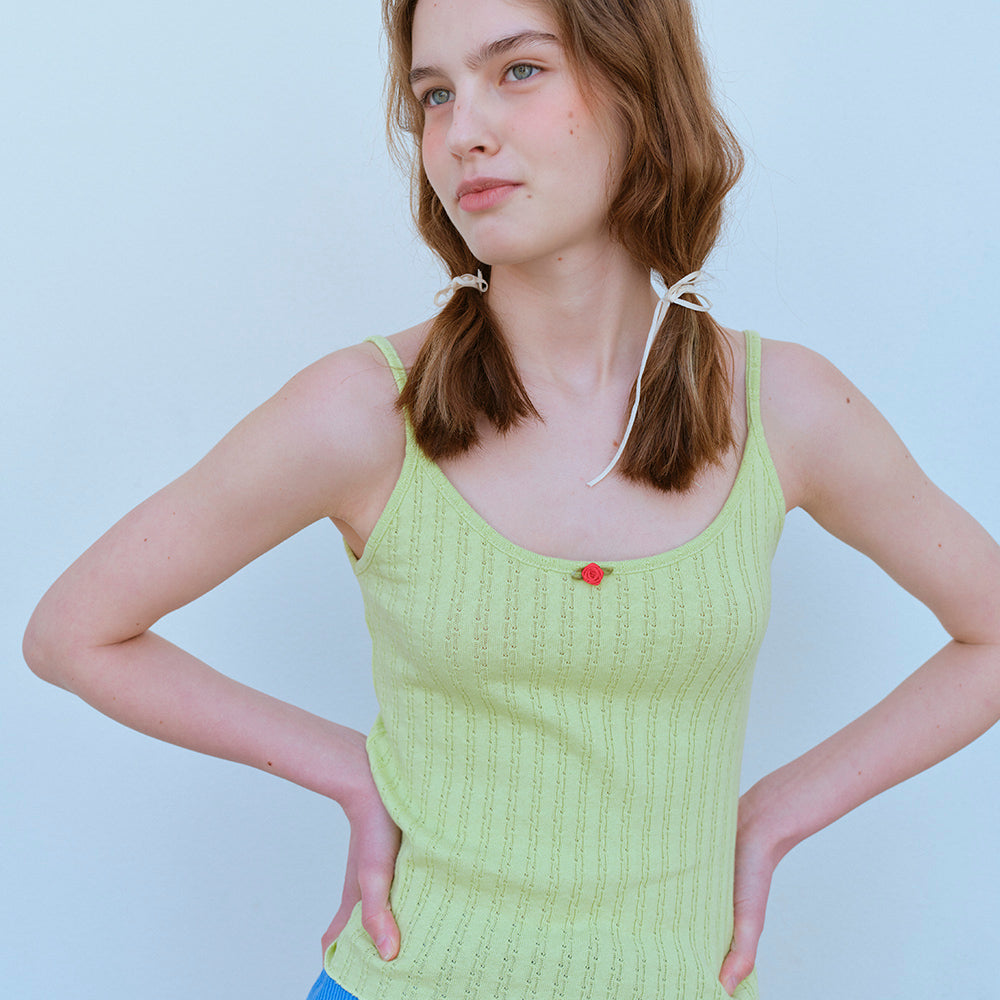  ROSE SLEEVELESS TEE, SUNNY LIME