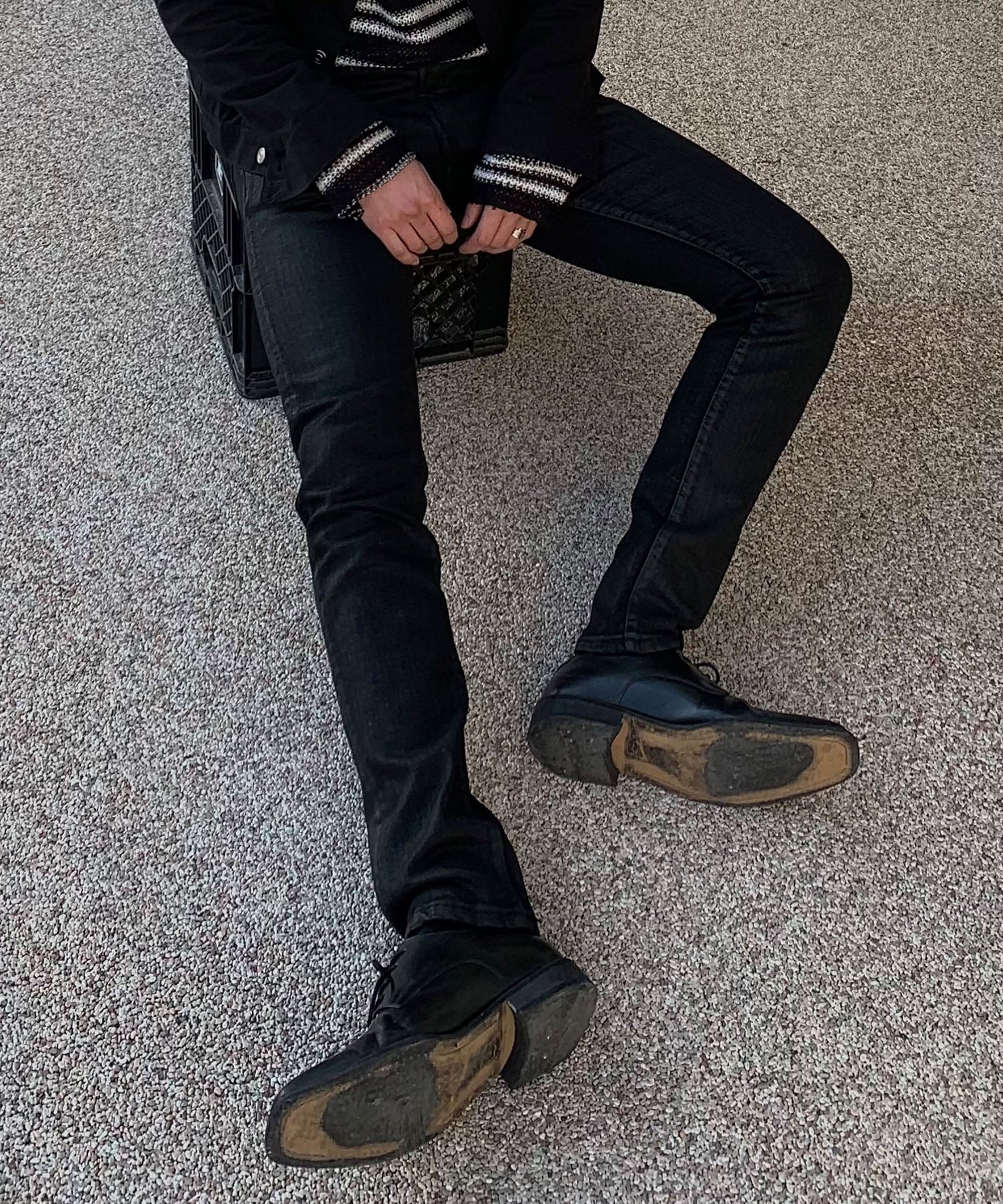 Soft Black Coating Jeans