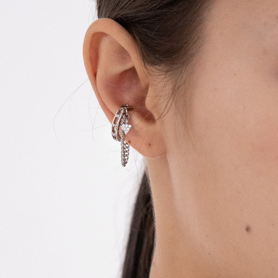 Drop chain layered earcuff